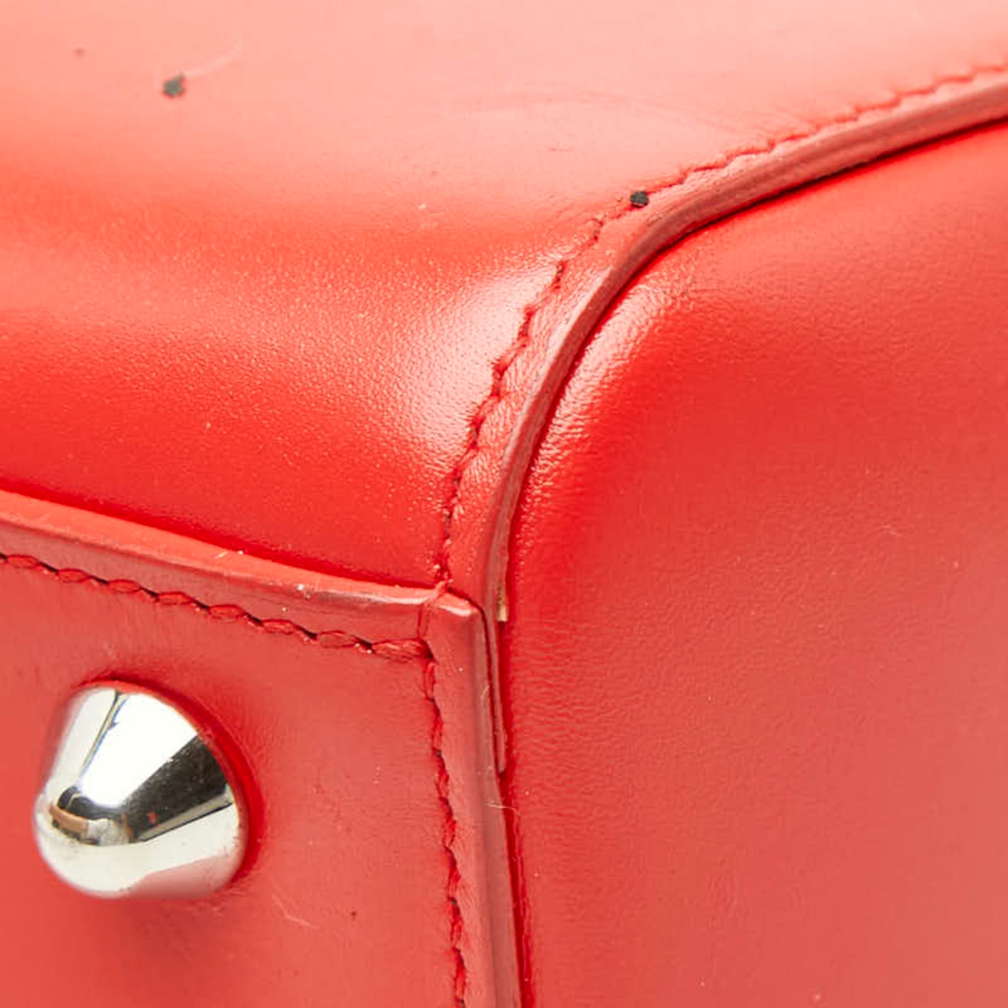 Christian Dior Red Color Leather Handbag Shoulder Bag (Pre-Owned)