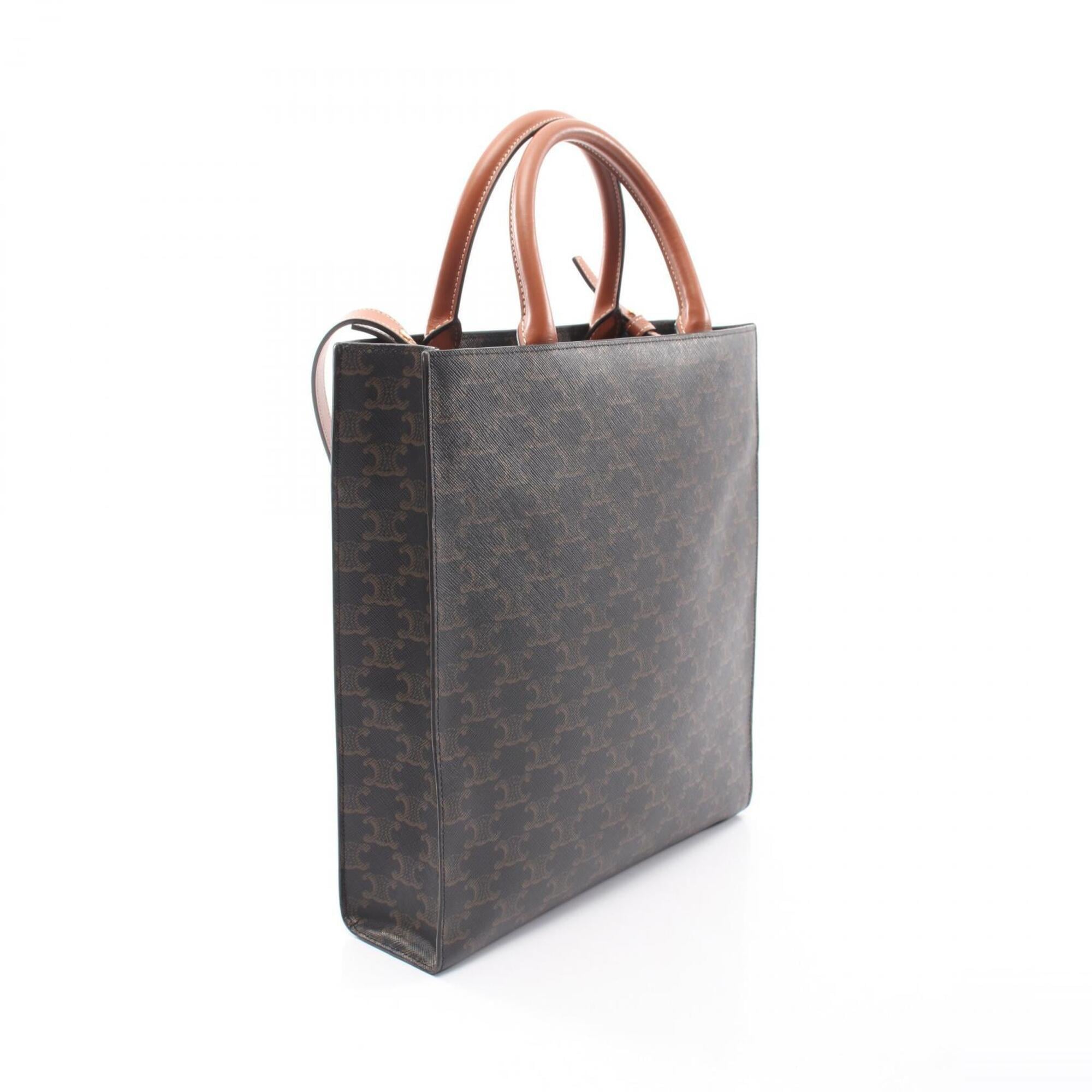 Celine Black Brown Coated Canvas Leather Handbag Tote Bag (Pre-Owned)