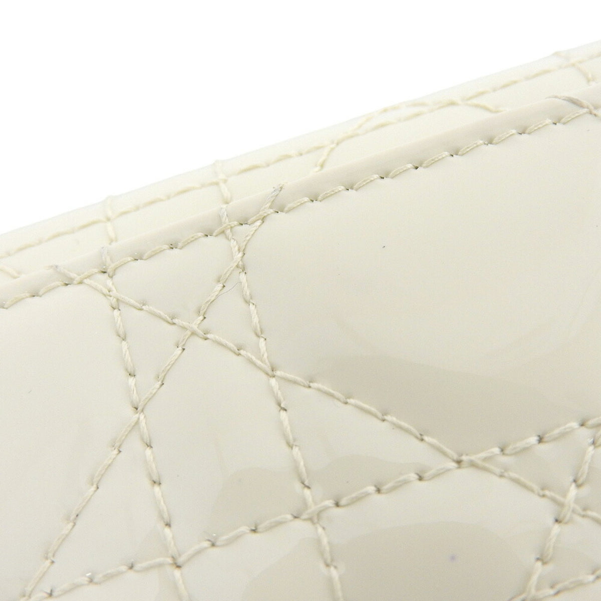Christian Dior Ivory Patent Leather Wallet (Tri-Fold) (Pre-Owned)