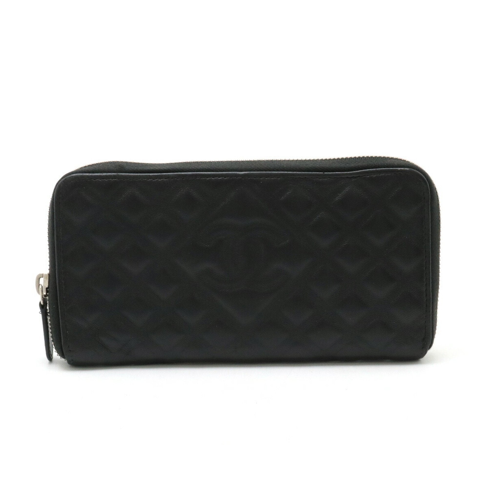 Chanel Black Leather Long Wallet (Bi-Fold) (Pre-Owned)