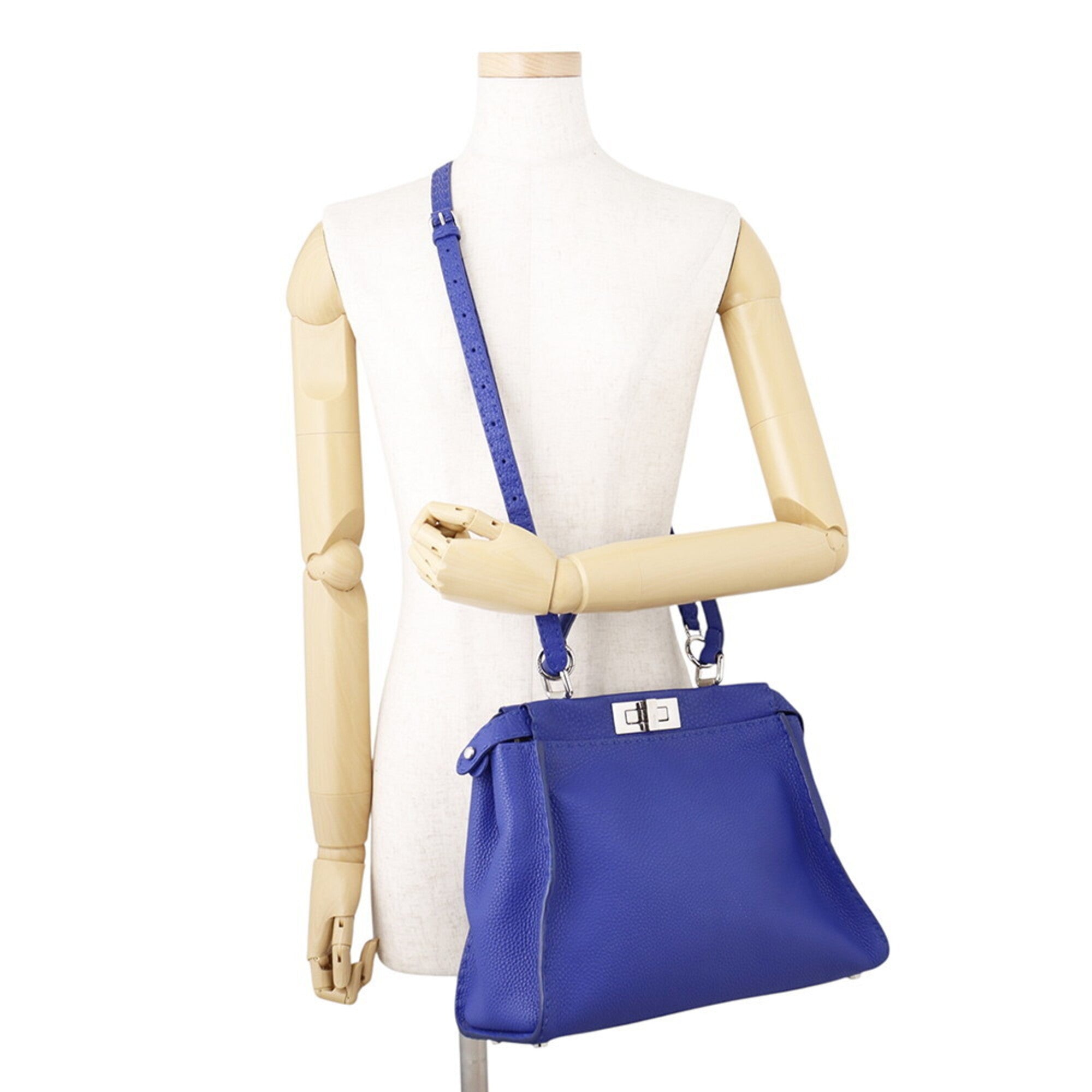 Fendi Blue Leather Handbag Shoulder Bag (Pre-Owned)