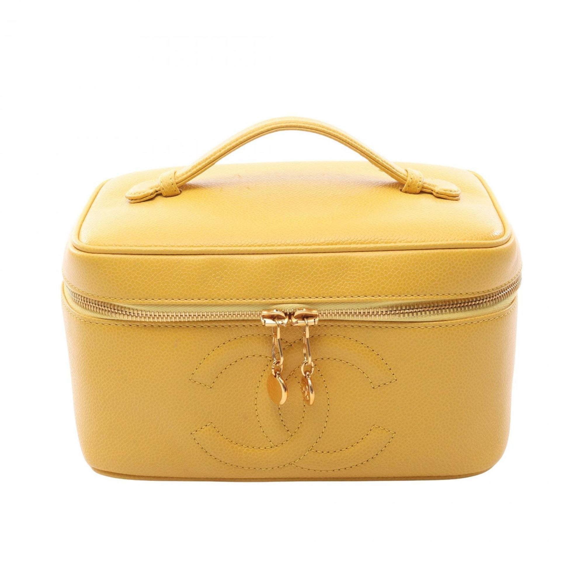 Chanel Yellow Leather Handbag Vanity Bag (Pre-Owned)