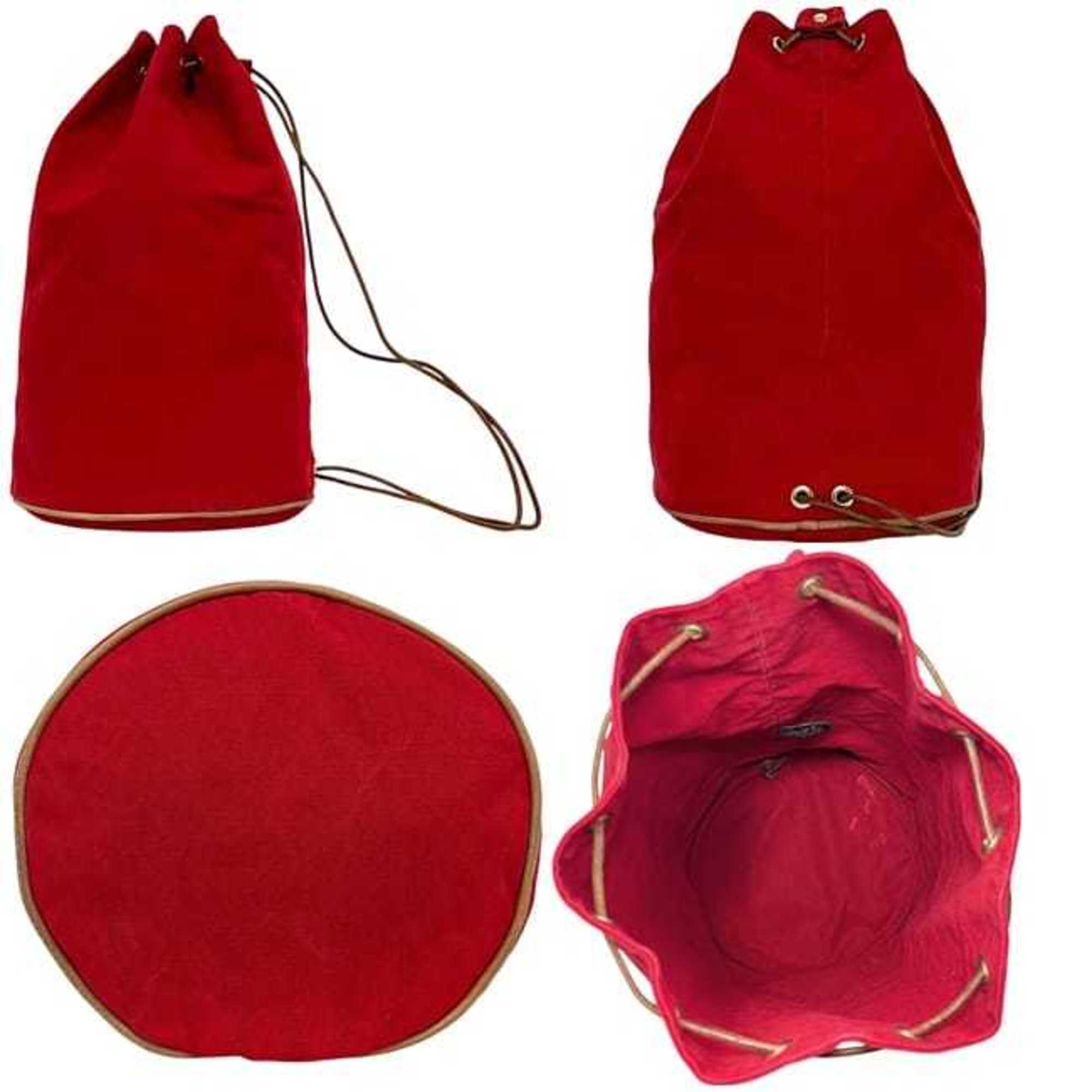 Hermes Red Color Canvas Leather Backpack (Pre-Owned)