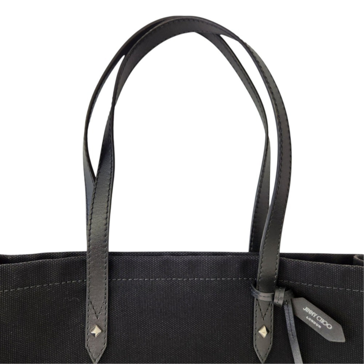 Jimmy Choo Black Canvas Leather Tote Bag (Pre-Owned)