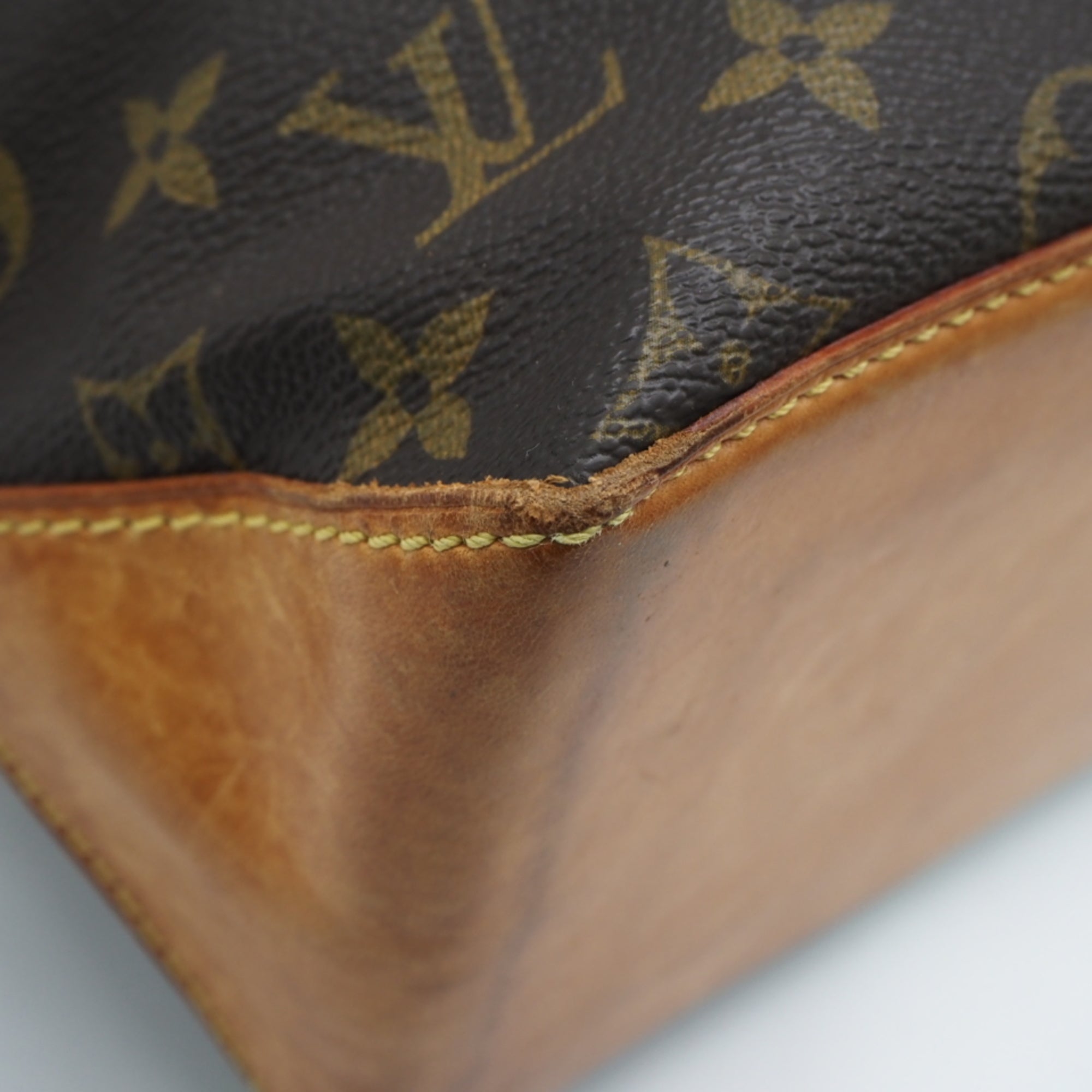 Louis Vuitton Beige Brown Coated Canvas Leather Handbag (Pre-Owned)