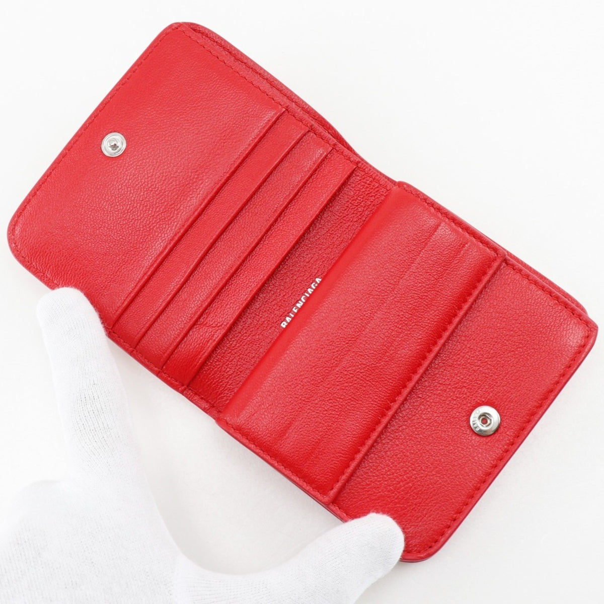 Balenciaga Red Color Leather Wallet (Bi-Fold) (Pre-Owned)