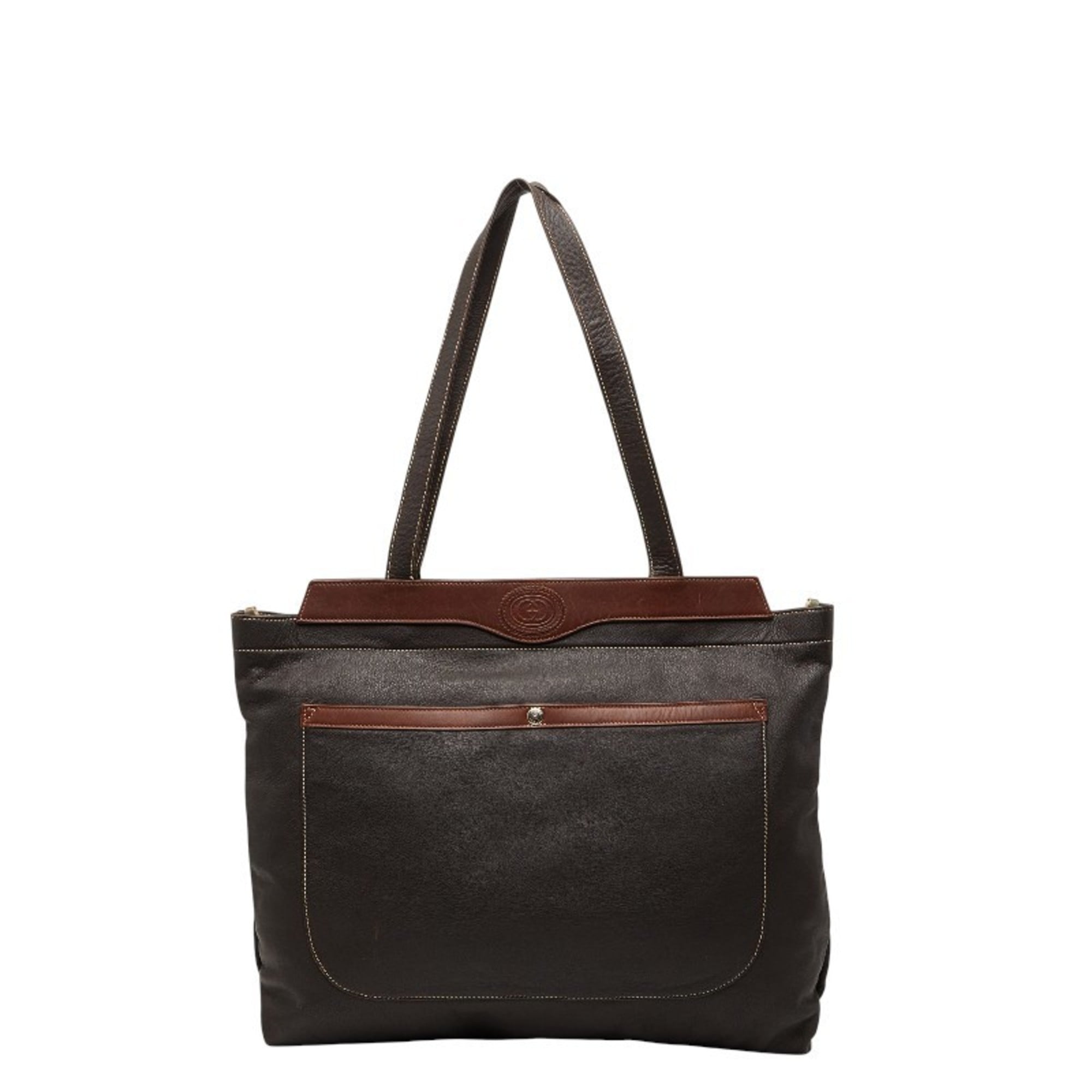 Gucci Brown Leather Shoulder Bag Tote Bag (Pre-Owned)