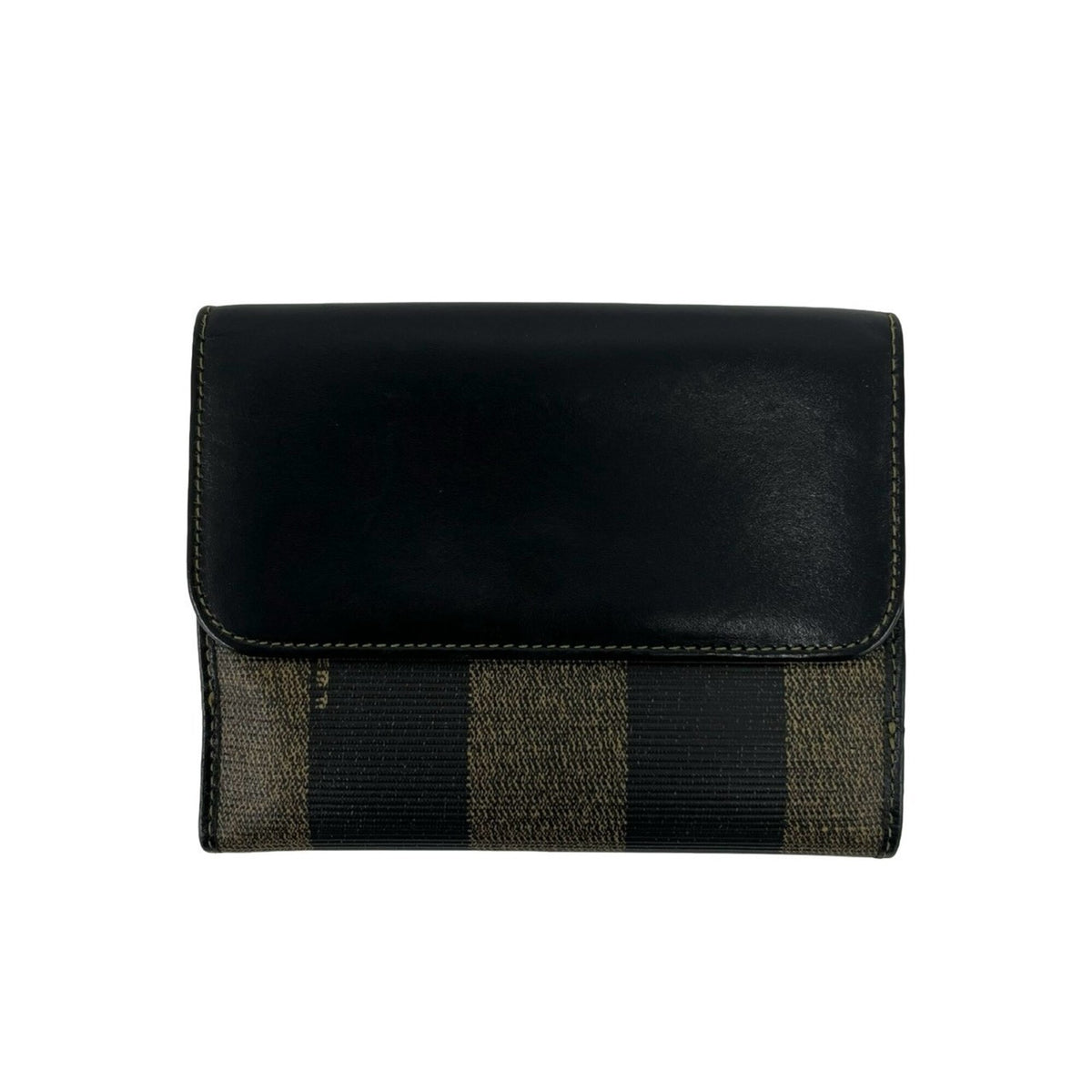 Fendi Black Khaki Canvas Leather Wallet (Bi-Fold) (Pre-Owned)