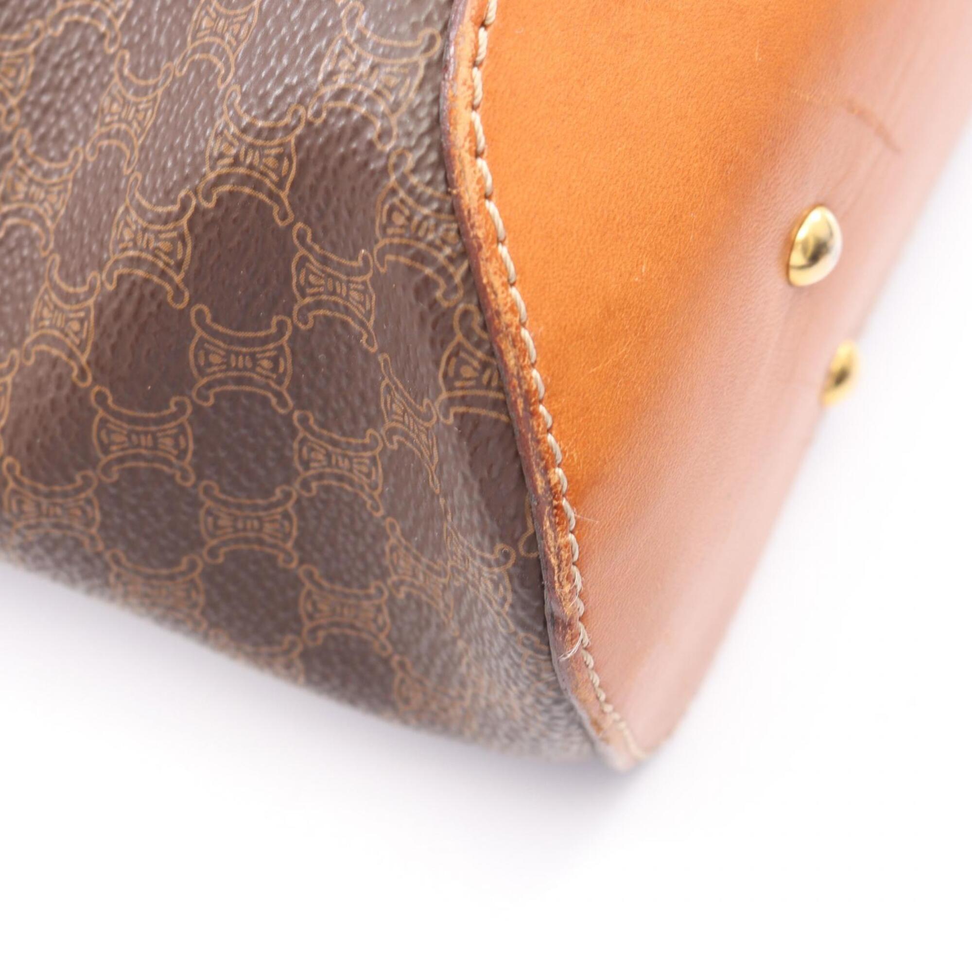 Celine Macadam Brown Coated Canvas Handbag Shoulder Bag (Pre-Owned)