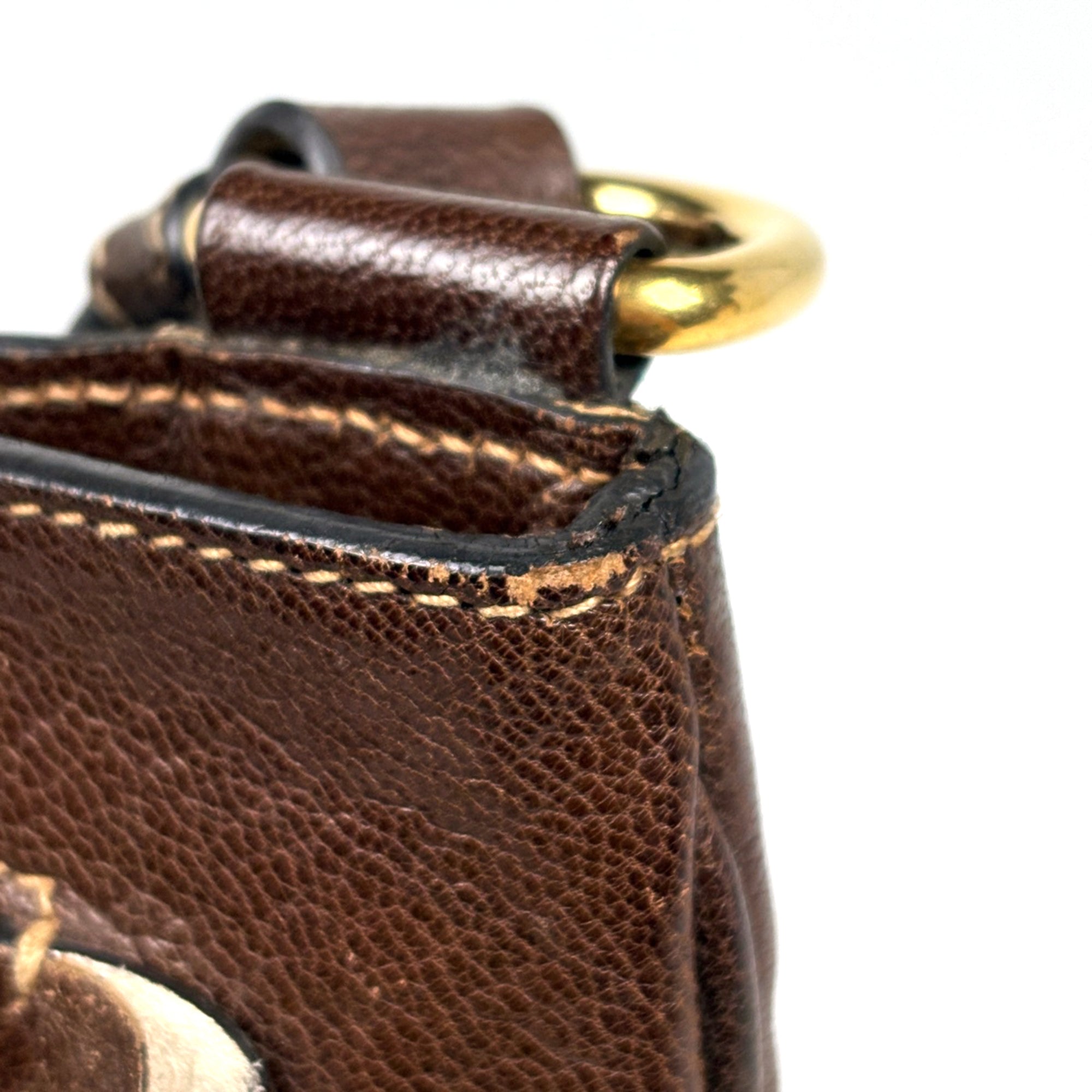Prada Brown Canvas Shoulder Bag (Pre-Owned)