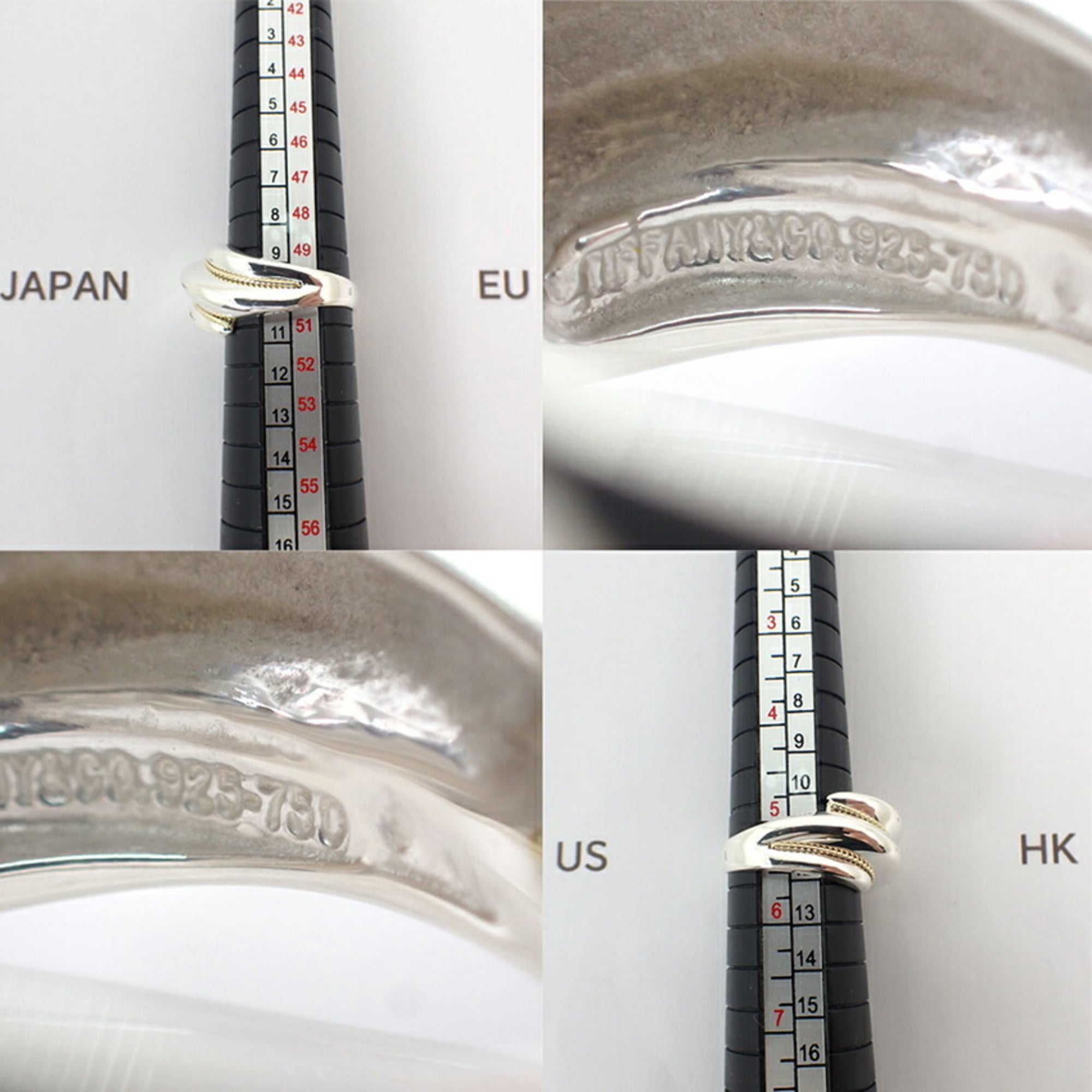 Tiffany Silver Yellow Gold Yellow Gold (18K) Sterling Silver 925 Band Ring (Pre-Owned)