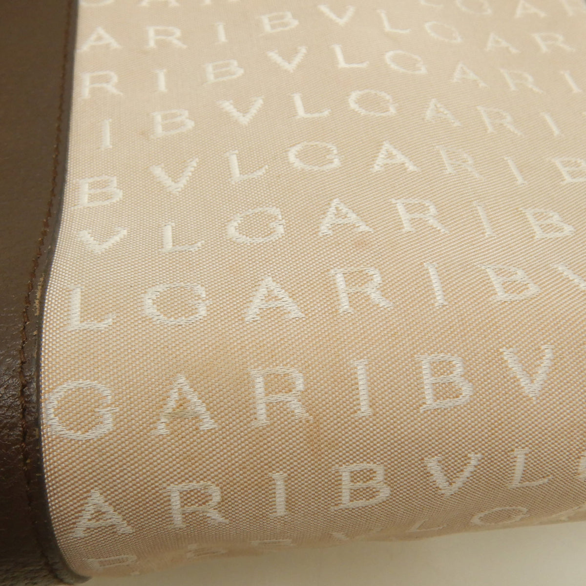 Bvlgari Logomania Beige Brown Canvas Leather Tote Bag (Pre-Owned)