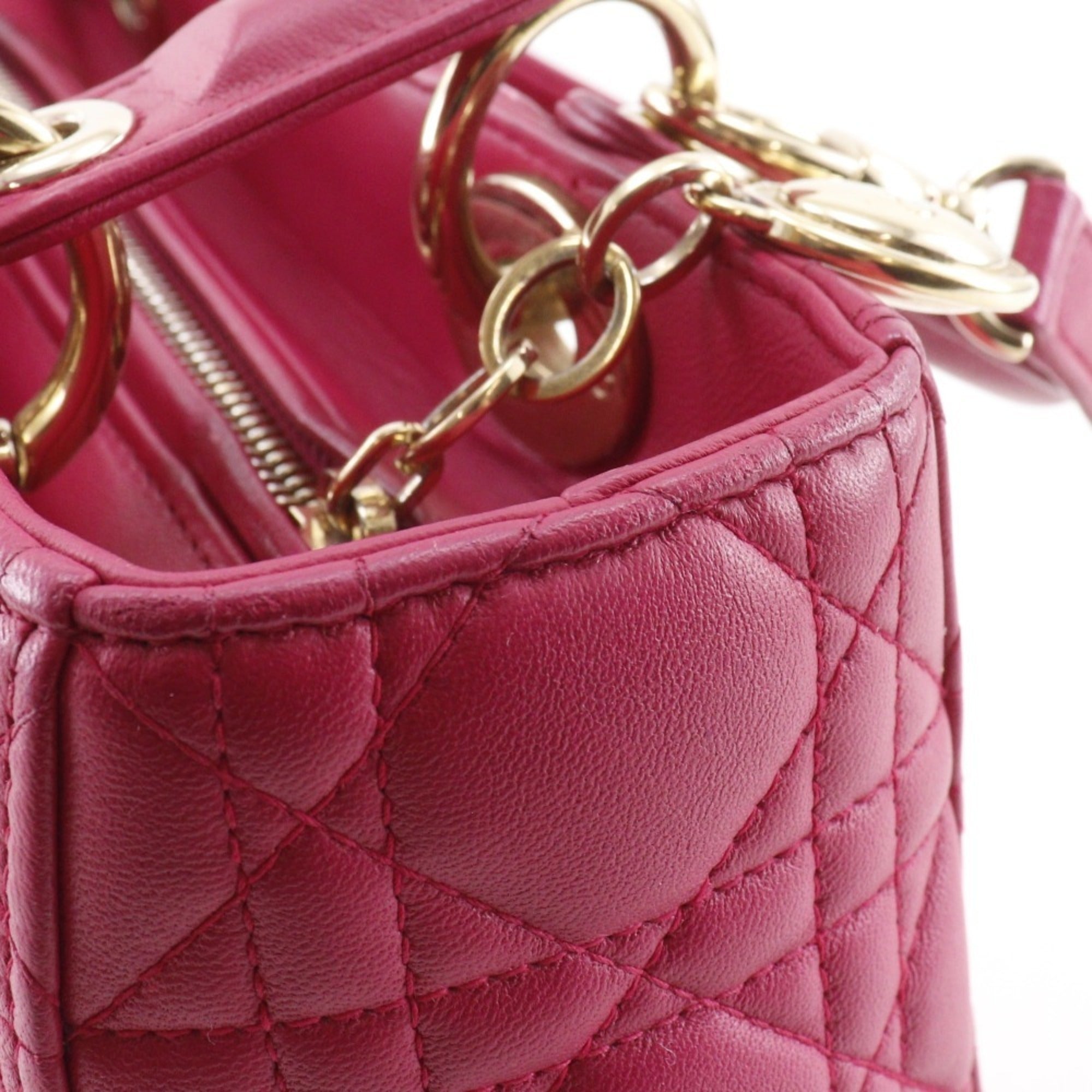 Christian Dior Lady Dior Pink Leather Handbag (Pre-Owned)