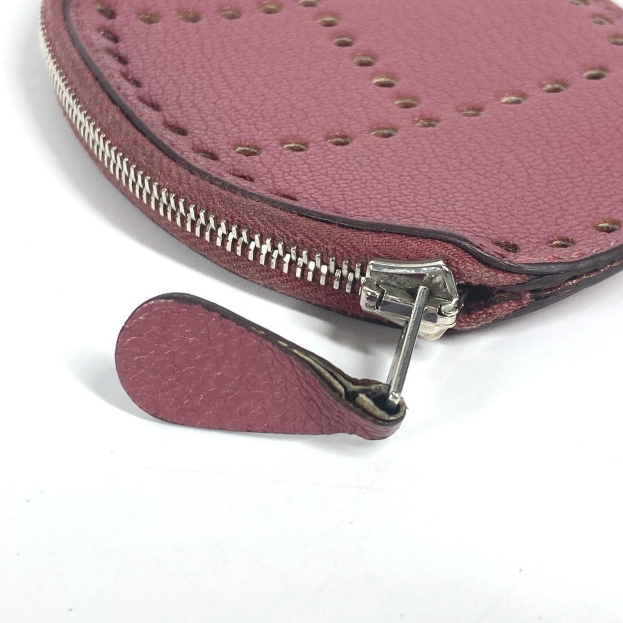 Hermes Purple Leather Coin Purse/Coin Case (Pre-Owned)