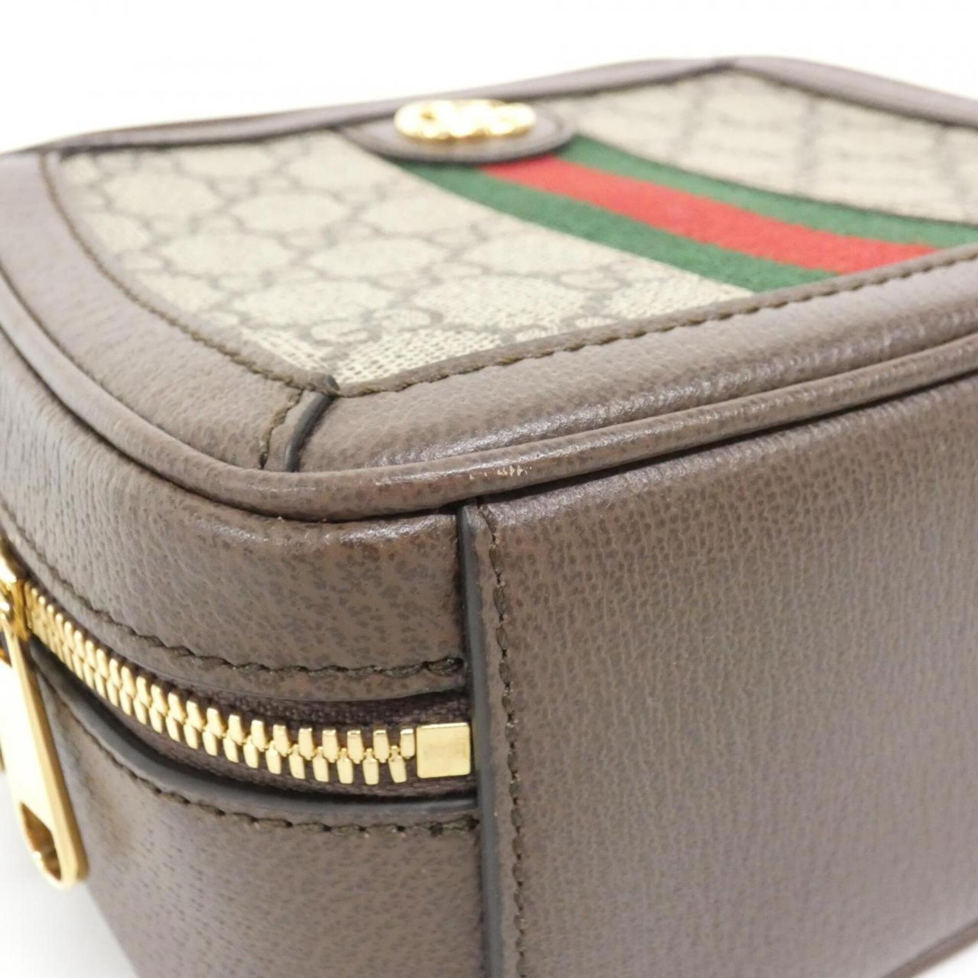Gucci Ophidia Beige Brown Gg Supreme Leather Handbag (Pre-Owned)