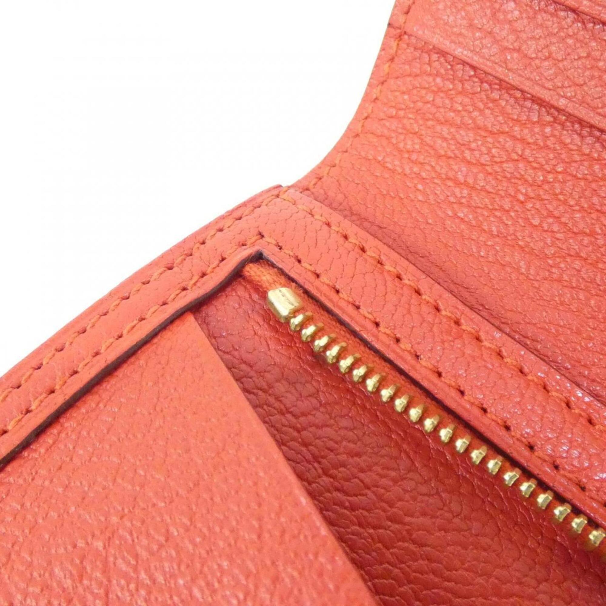 Hermes Red Color Chevre Leather Wallet (Bi-Fold) (Pre-Owned)