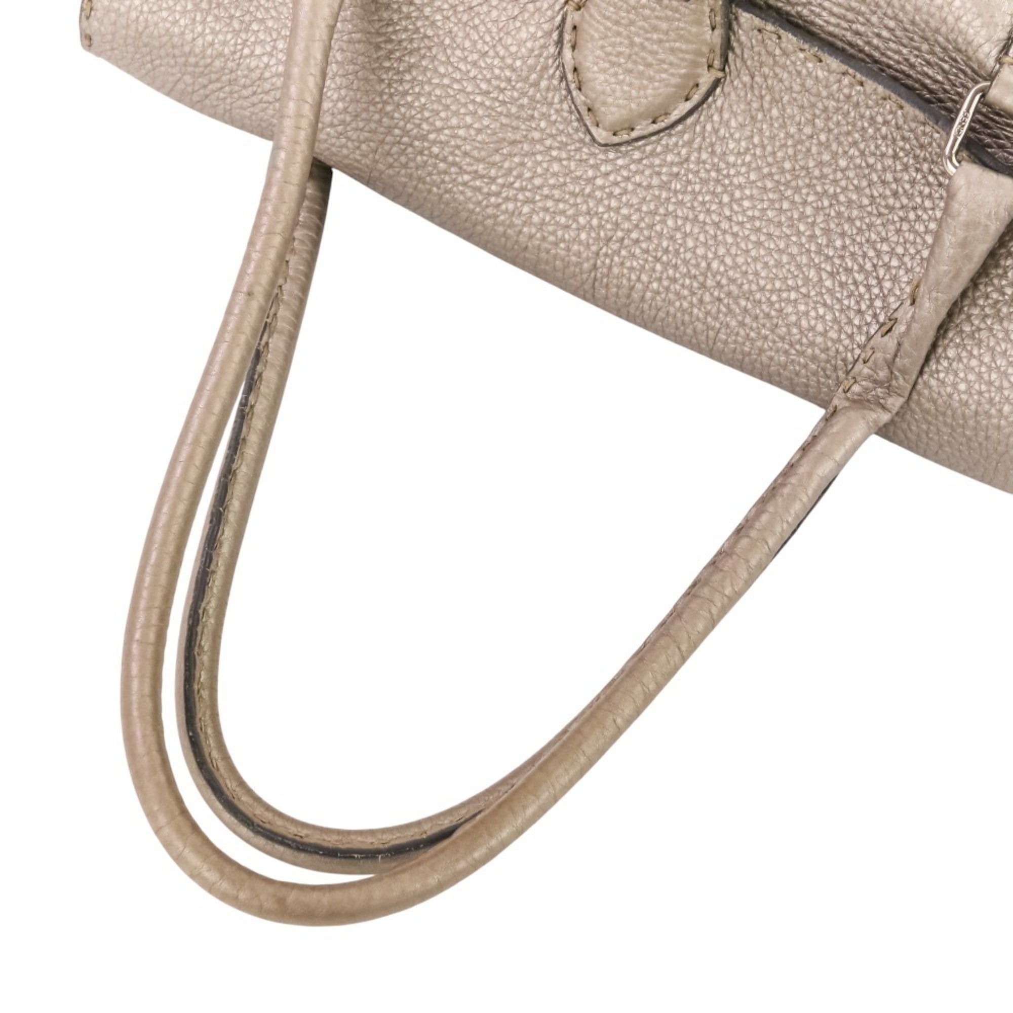 Fendi Metallic Gray Handbag Tote Bag (Pre-Owned)