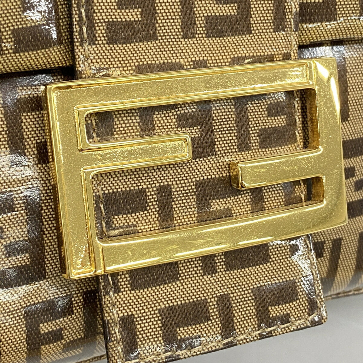 Fendi Brown Coated Canvas Handbag (Pre-Owned)