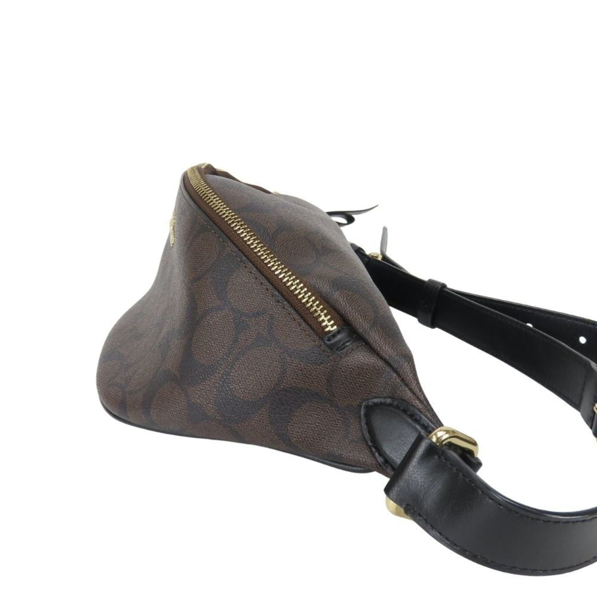 Coach Signature Black Brown Signature Line Sling Bag (Pre-Owned)