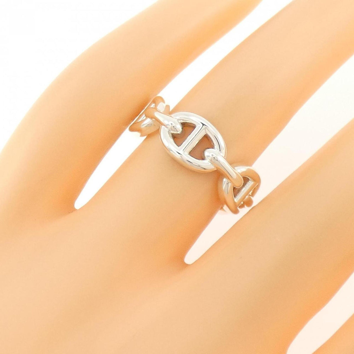 Hermes Silver 925 Band Ring (Pre-Owned)