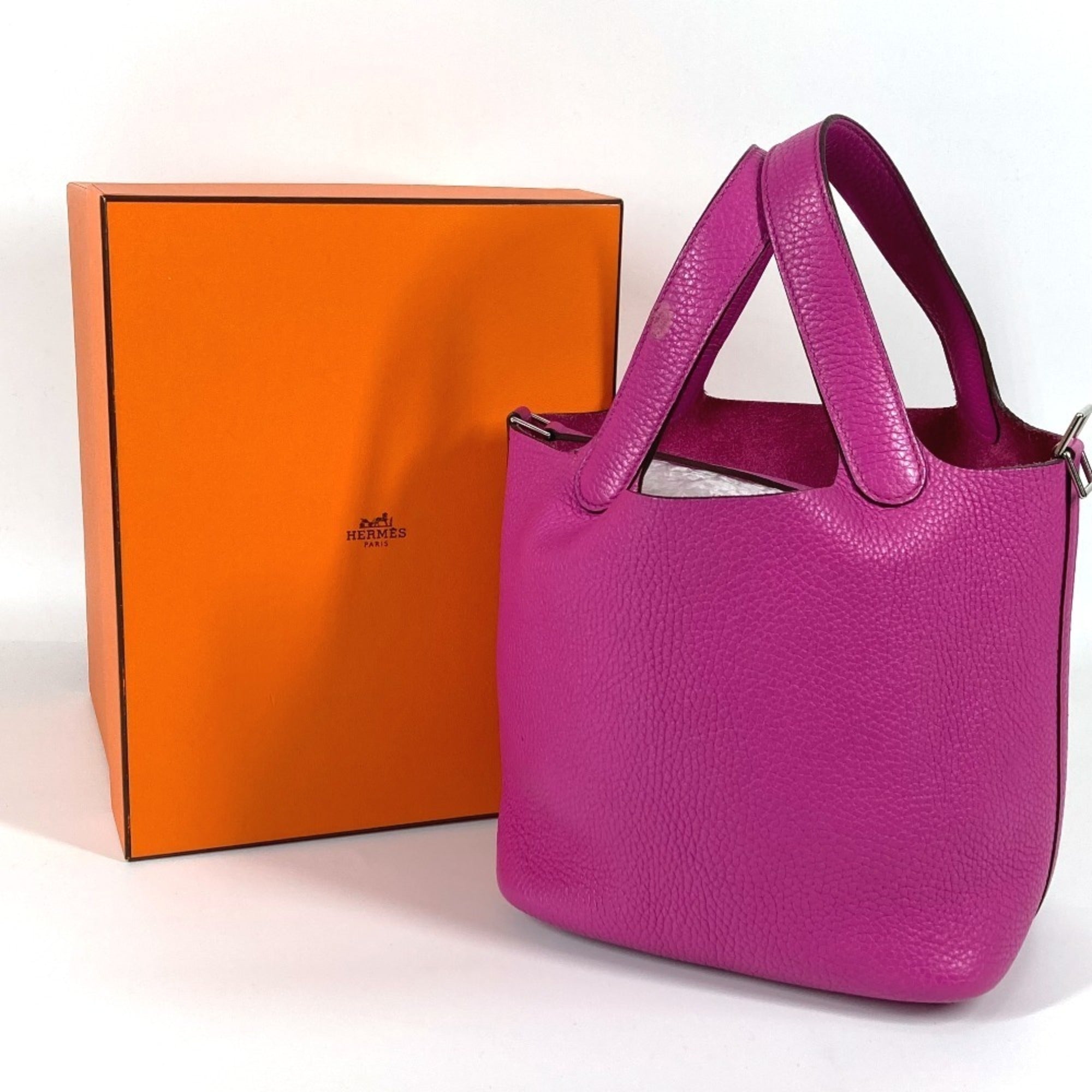 Hermes Pink Taurillon Clemence Leather Handbag Tote Bag (Pre-Owned)