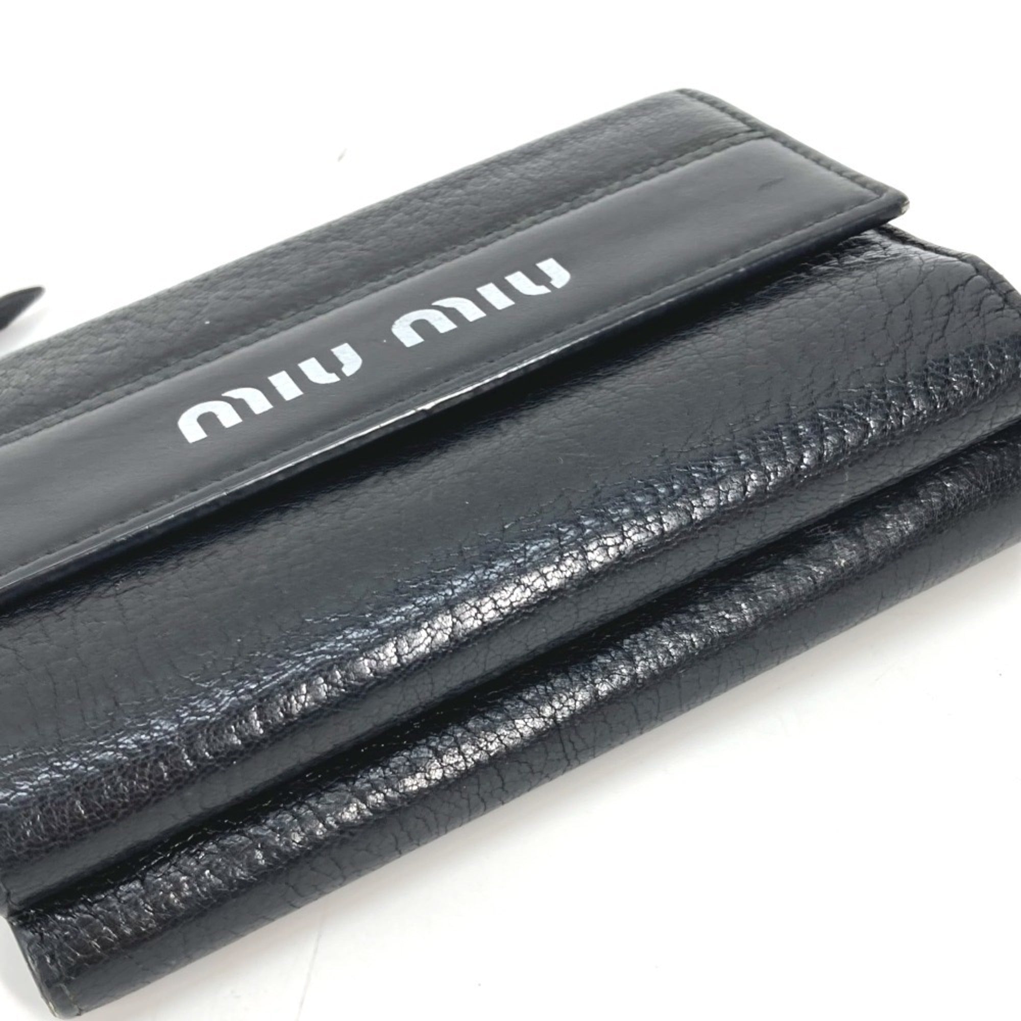 Miu Miu Black White Leather Wallet (Tri-Fold) (Pre-Owned)