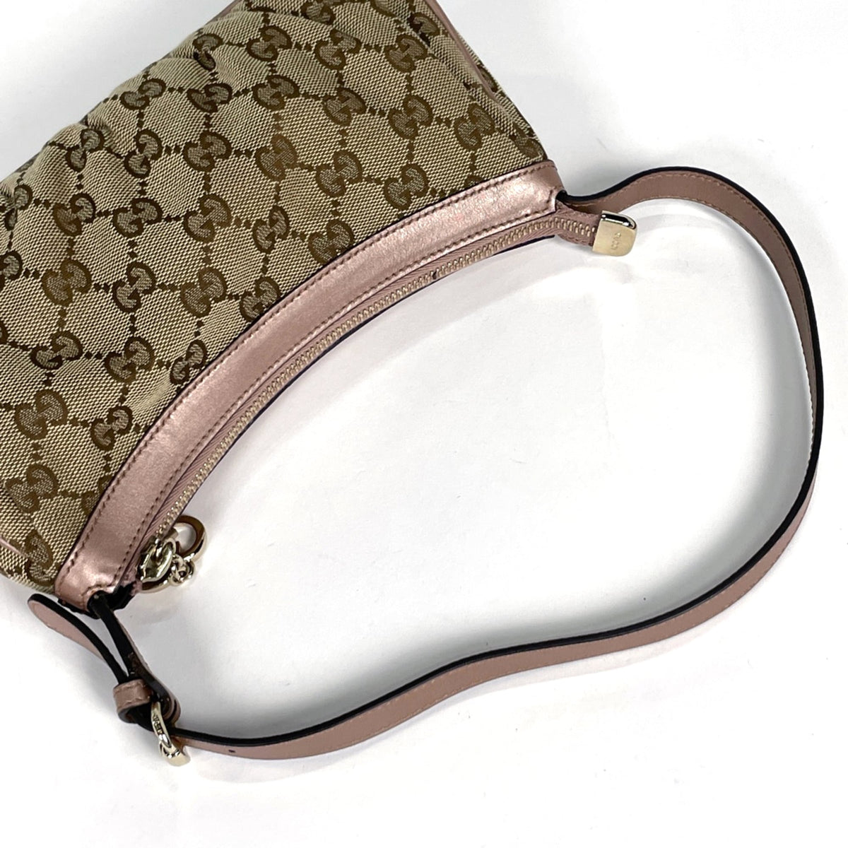 Gucci Gg Canvas Beige Pink Gg Canvas Leather Handbag (Pre-Owned)