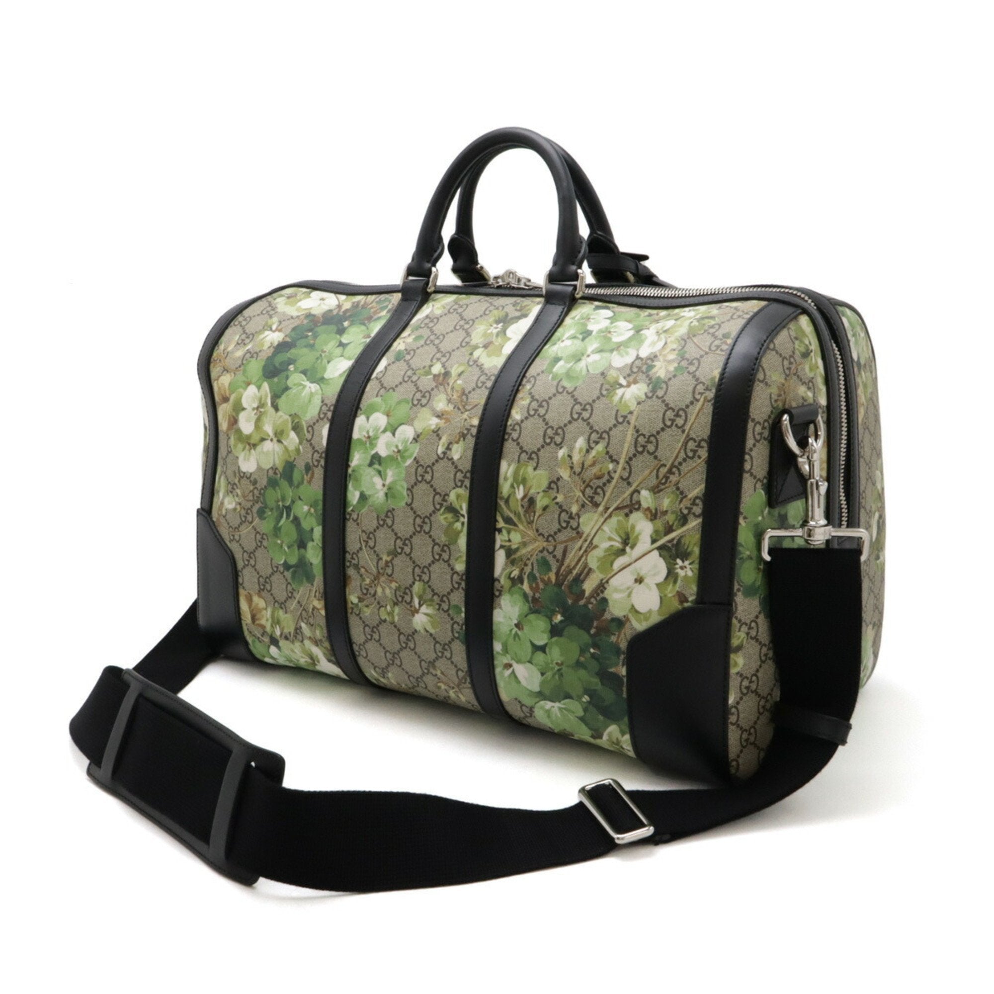 Gucci Beige Black Green Multi-Color Pvc Leather Boston Bag Shoulder Bag (Pre-Owned)