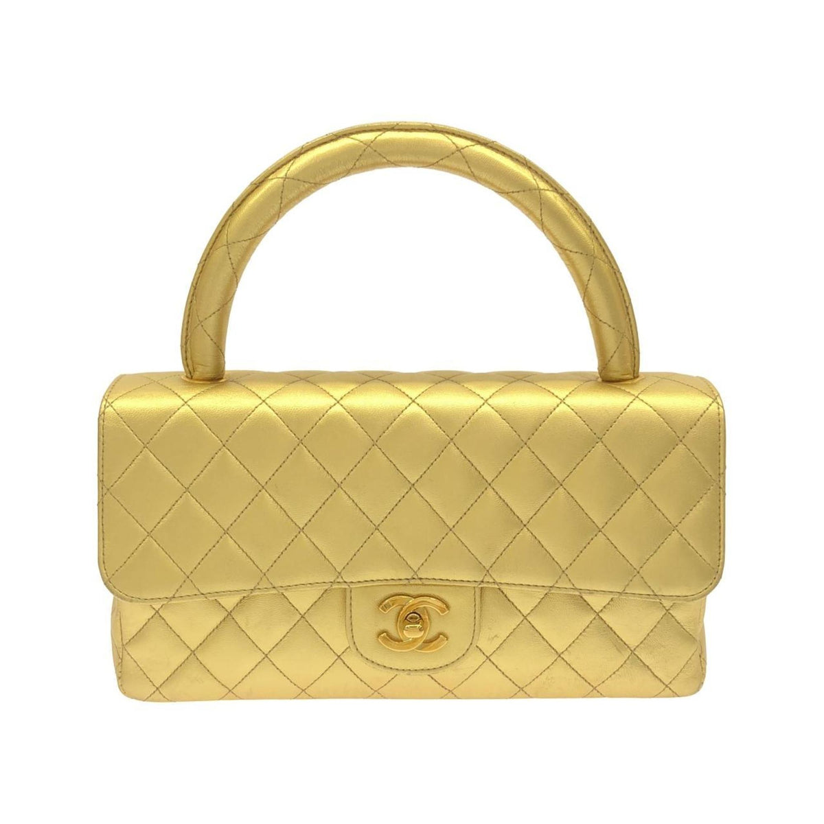 Chanel Gold Leather Handbag (Pre-Owned)