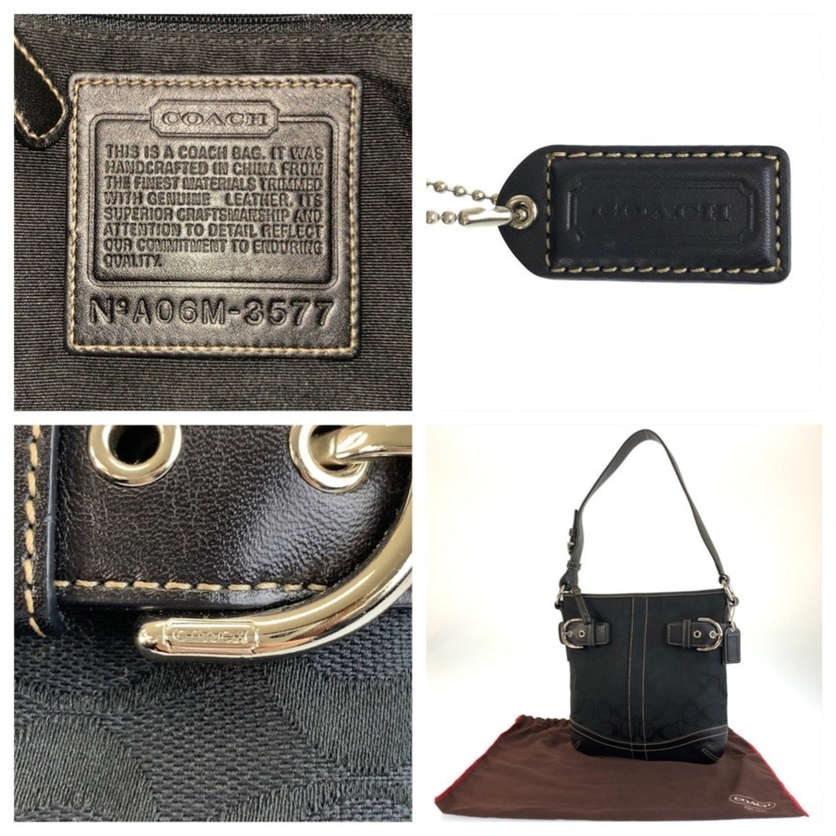 Coach Black Canvas Leather Shoulder Bag (Pre-Owned)