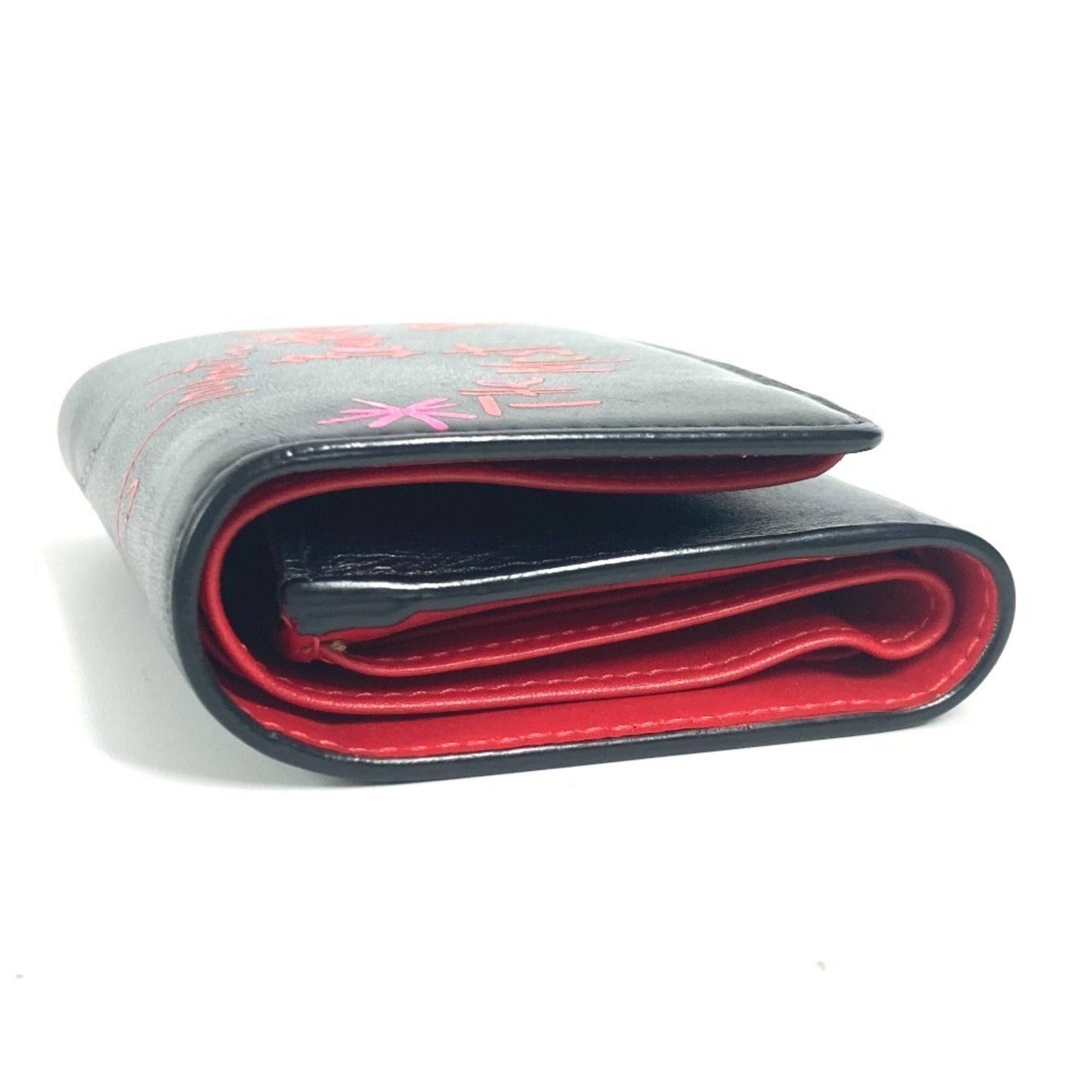 Christian Louboutin Black Multi-Color Leather Wallet (Tri-Fold) (Pre-Owned)