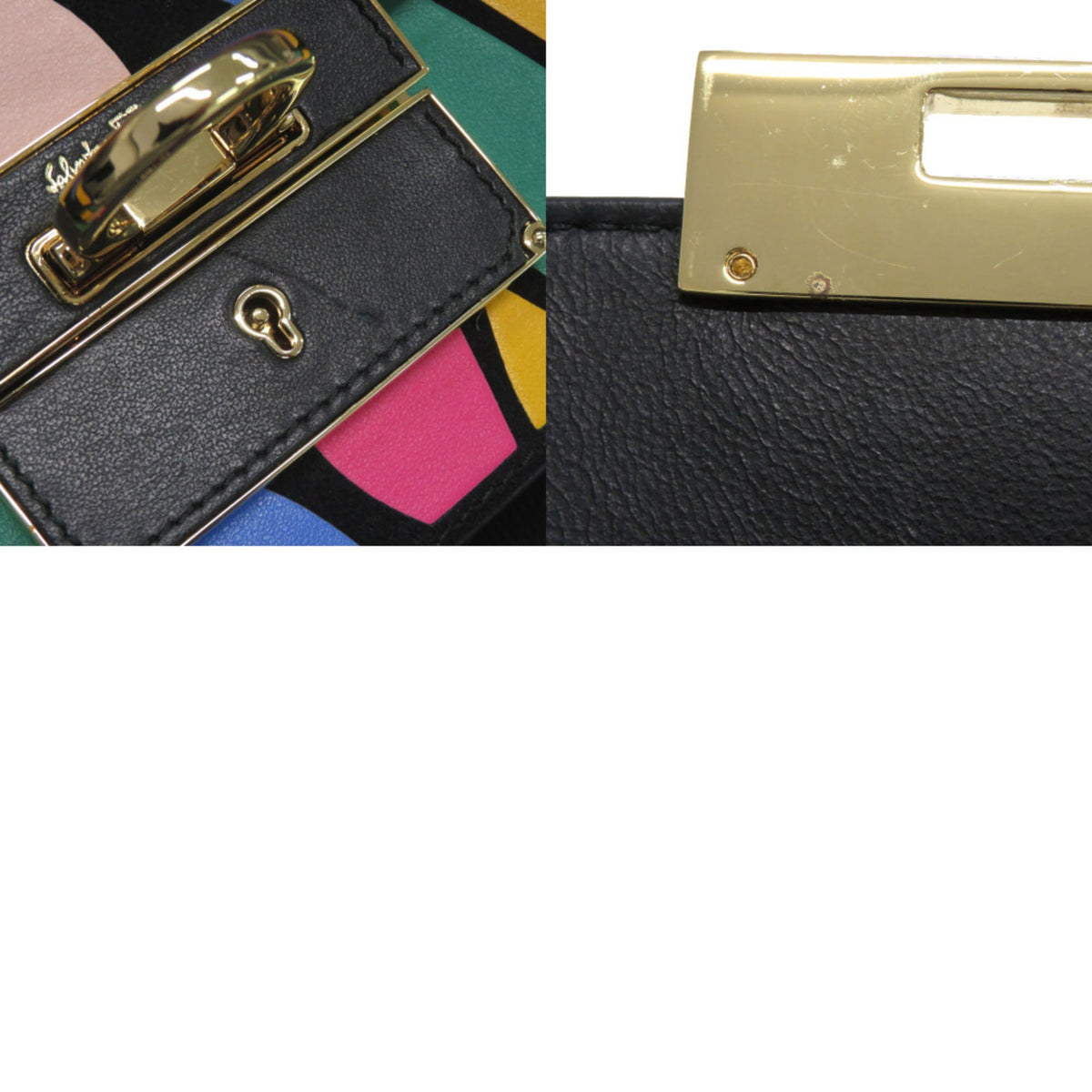 Salvatore Ferragamo Multi-Color Leather Suede Handbag Shoulder Bag (Pre-Owned)