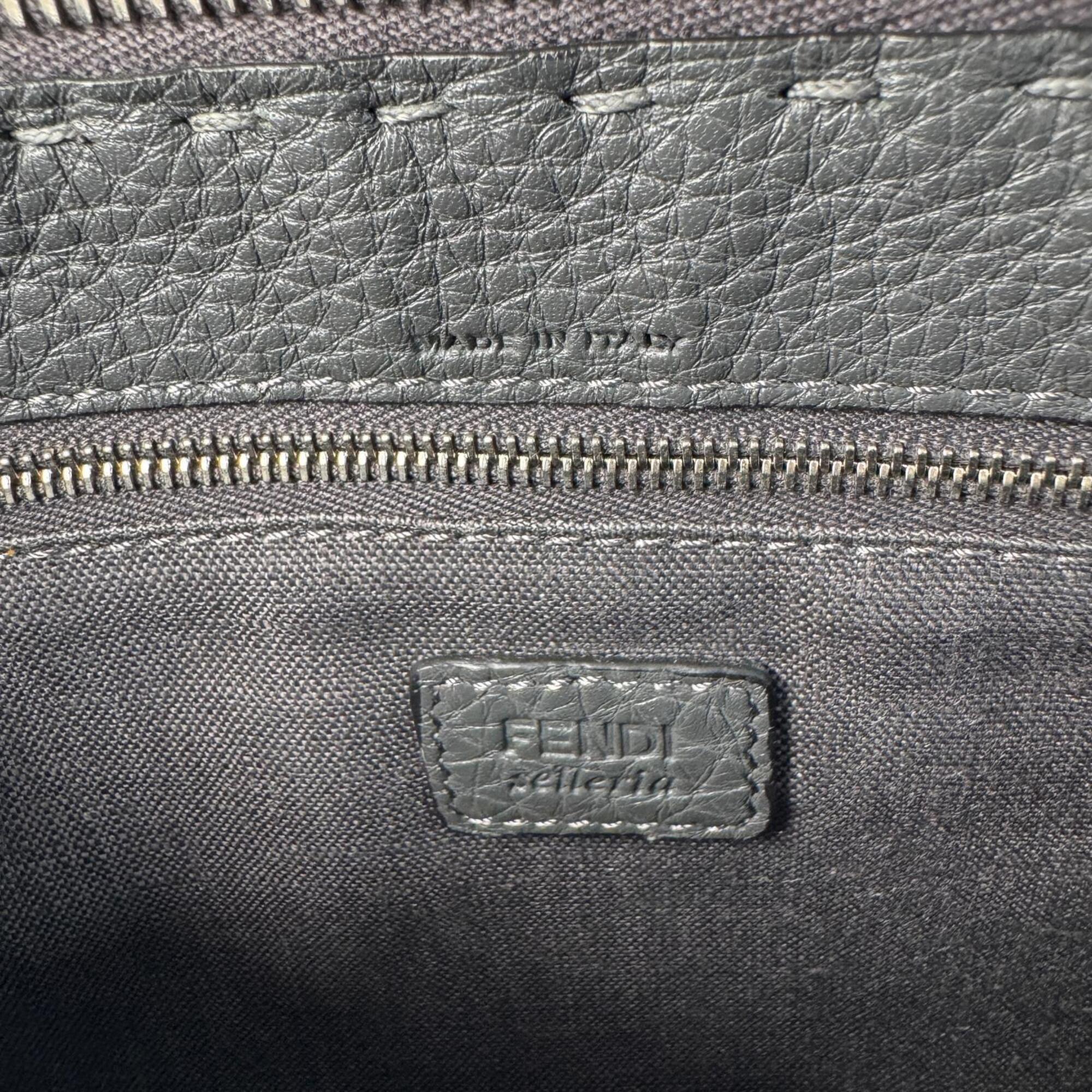 Fendi Dark Gray Leather Clutch Bag (Pre-Owned)