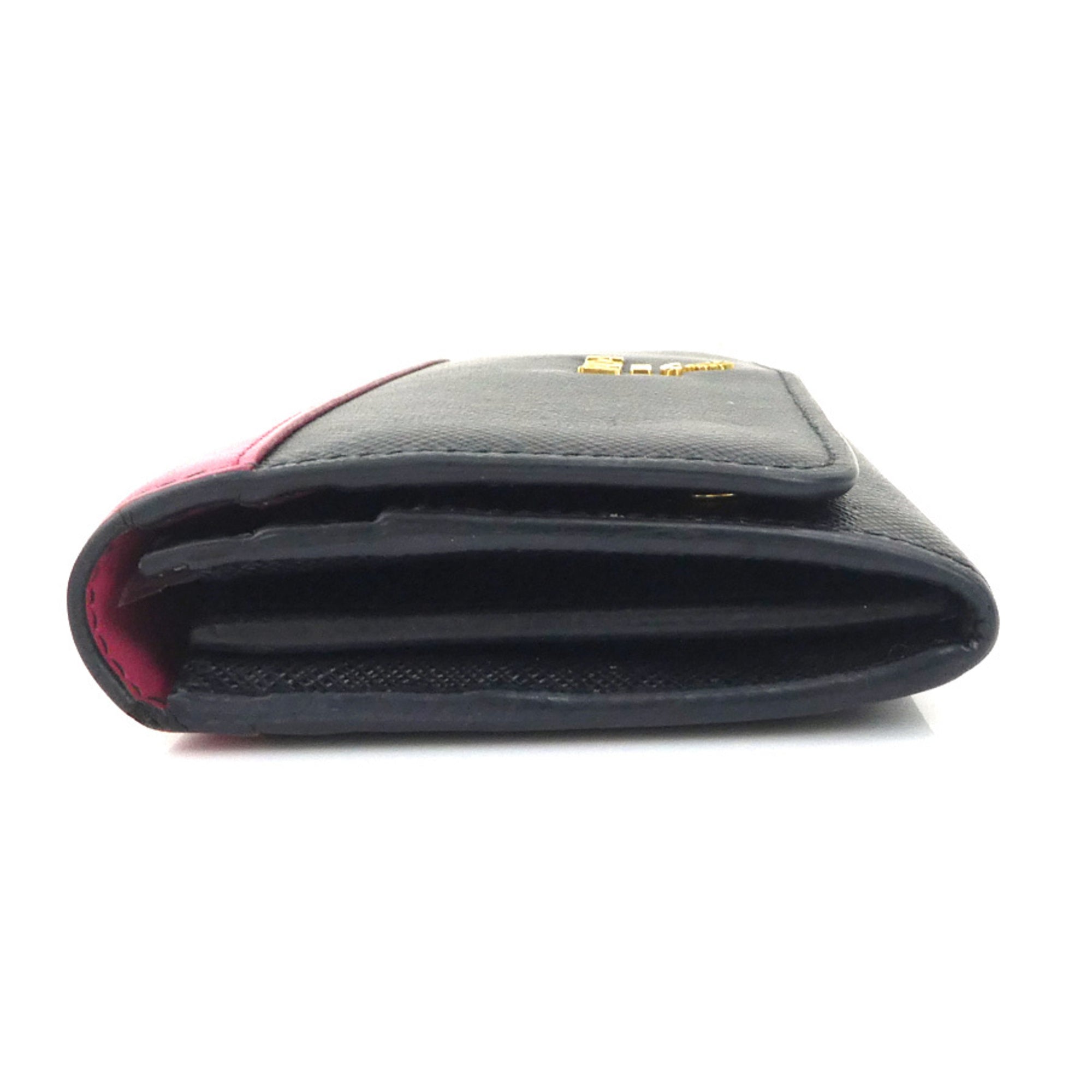 Prada Black Pink Leather Long Wallet (Bi-Fold) (Pre-Owned)