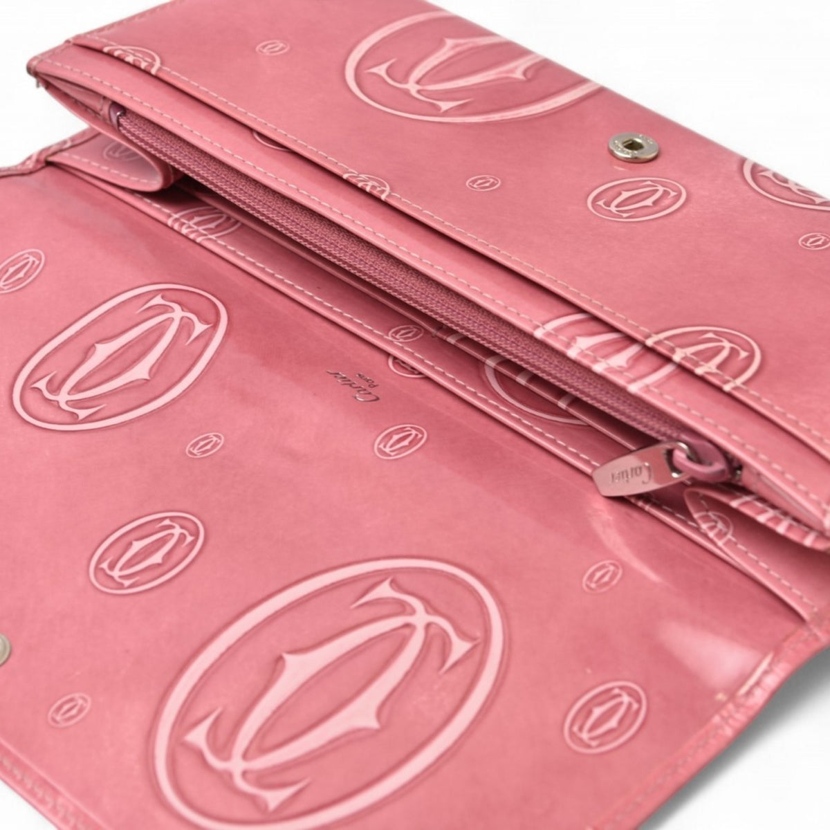 Cartier Pink Leather Long Wallet (Bi-Fold) (Pre-Owned)