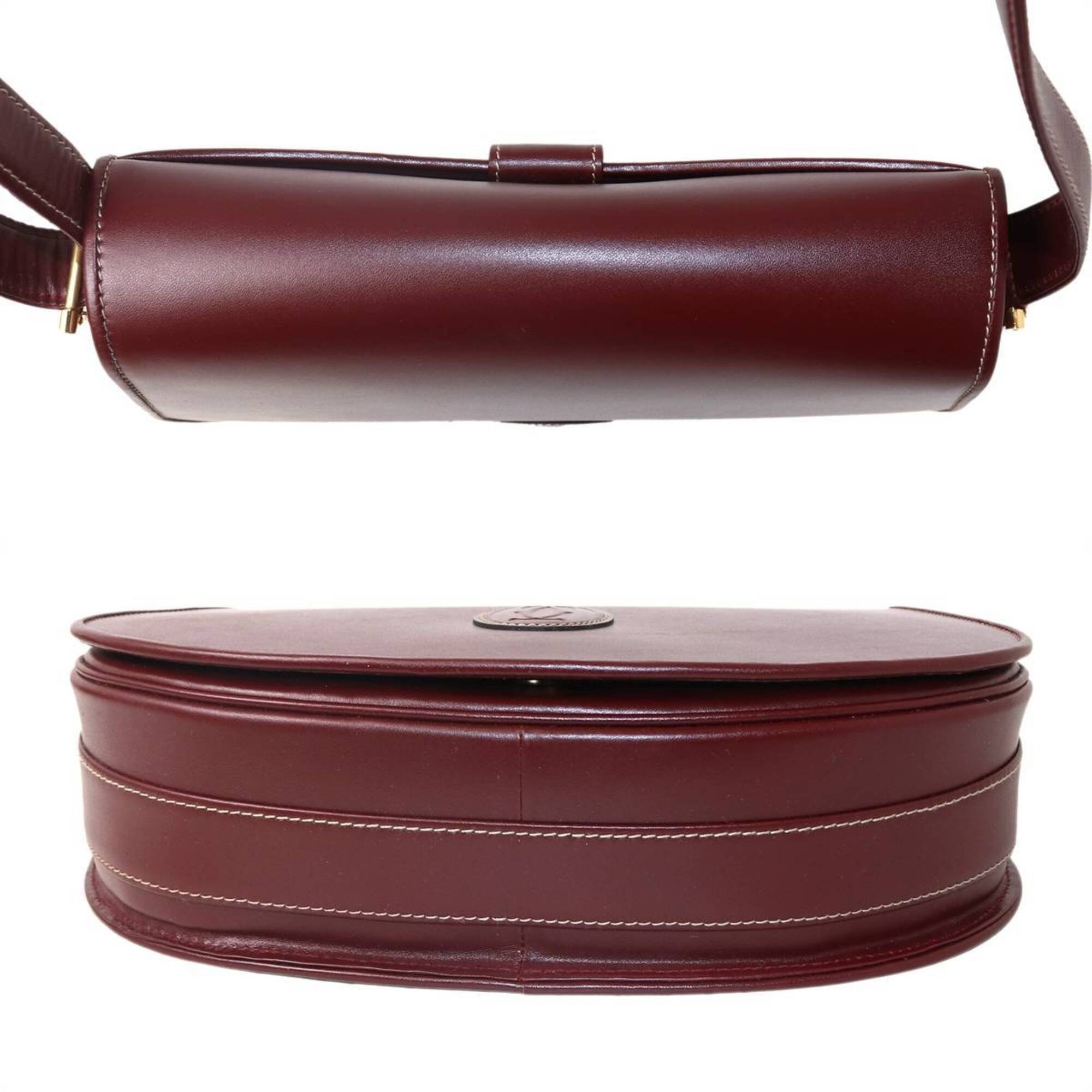 Cartier Bordeaux Leather Shoulder Bag (Pre-Owned)