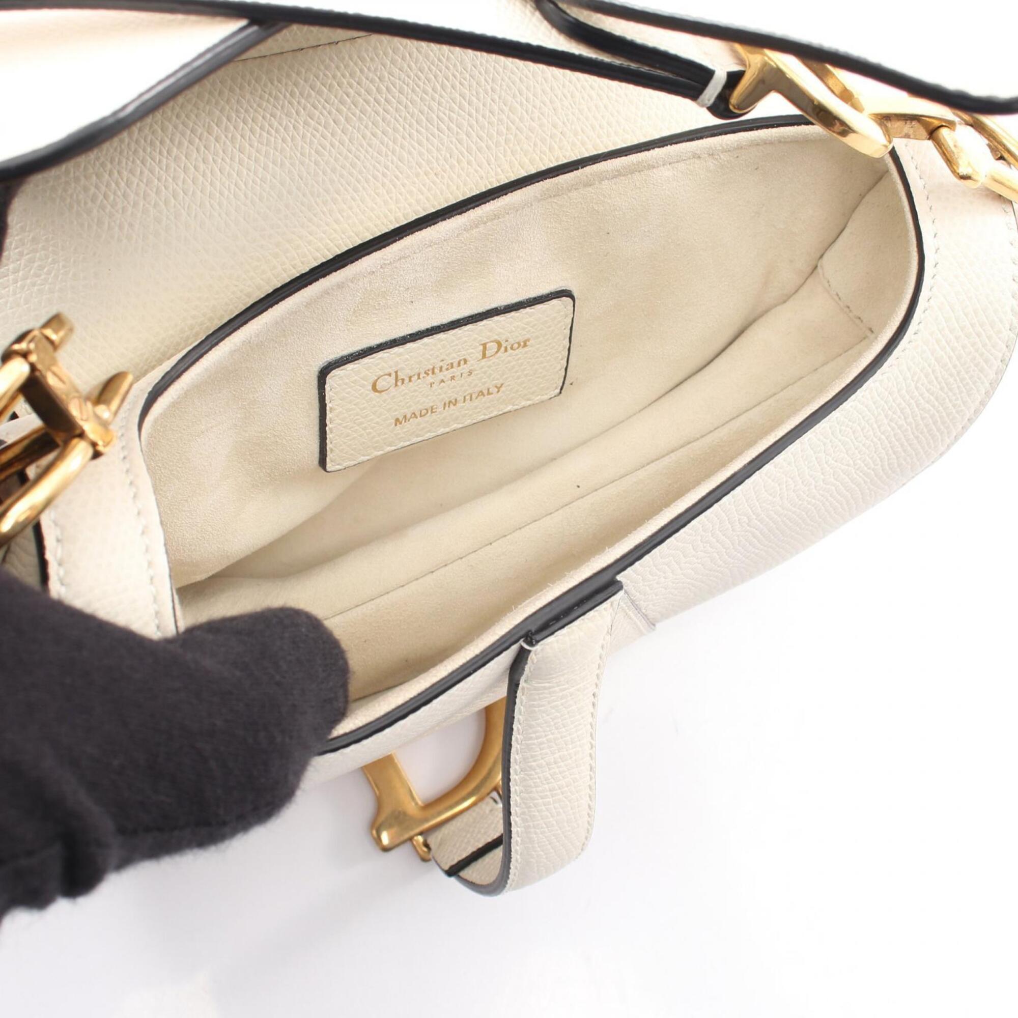 Christian Dior White Leather Handbag Saddle Bag (Pre-Owned)