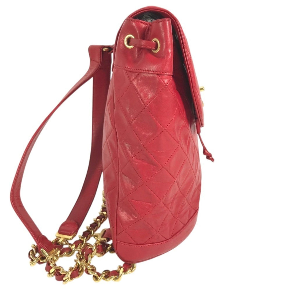 Chanel Gold Red Color Canvas Backpack (Pre-Owned)