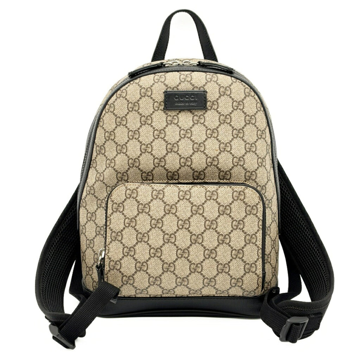 Gucci Beige Black Pvc Leather Backpack (Pre-Owned)