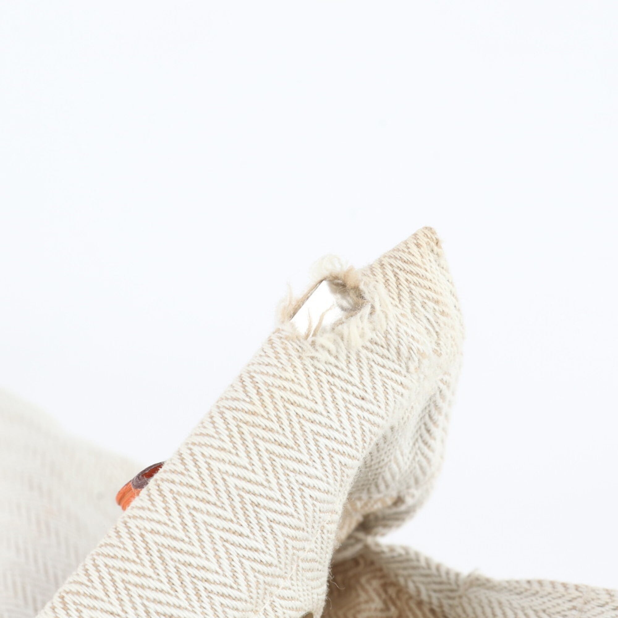 Hermes Beige Orange Leather Canvas Handbag Shoulder Bag (Pre-Owned)