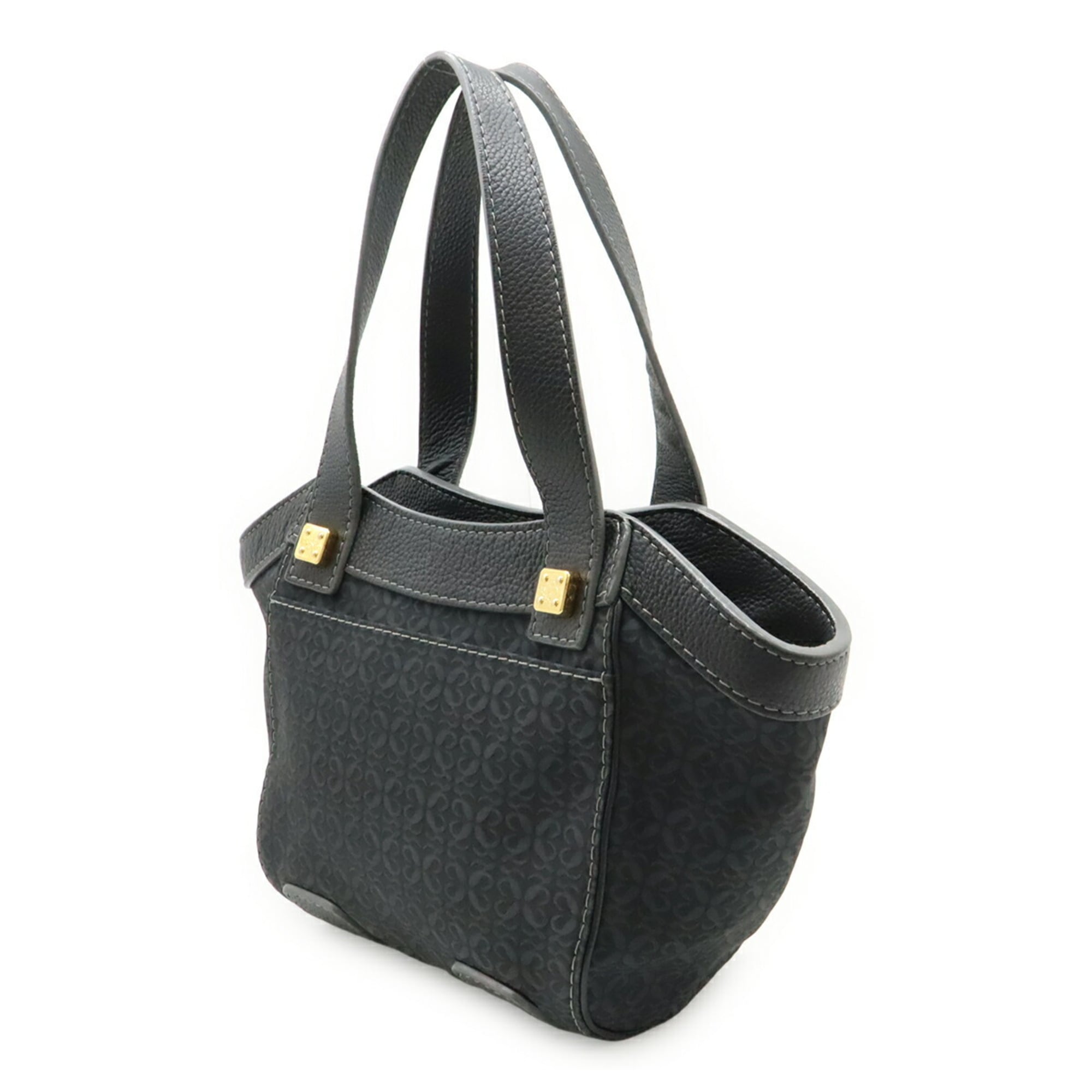 Loewe Dark Gray Nylon Canvas Leather Shoulder Bag Tote Bag (Pre-Owned)