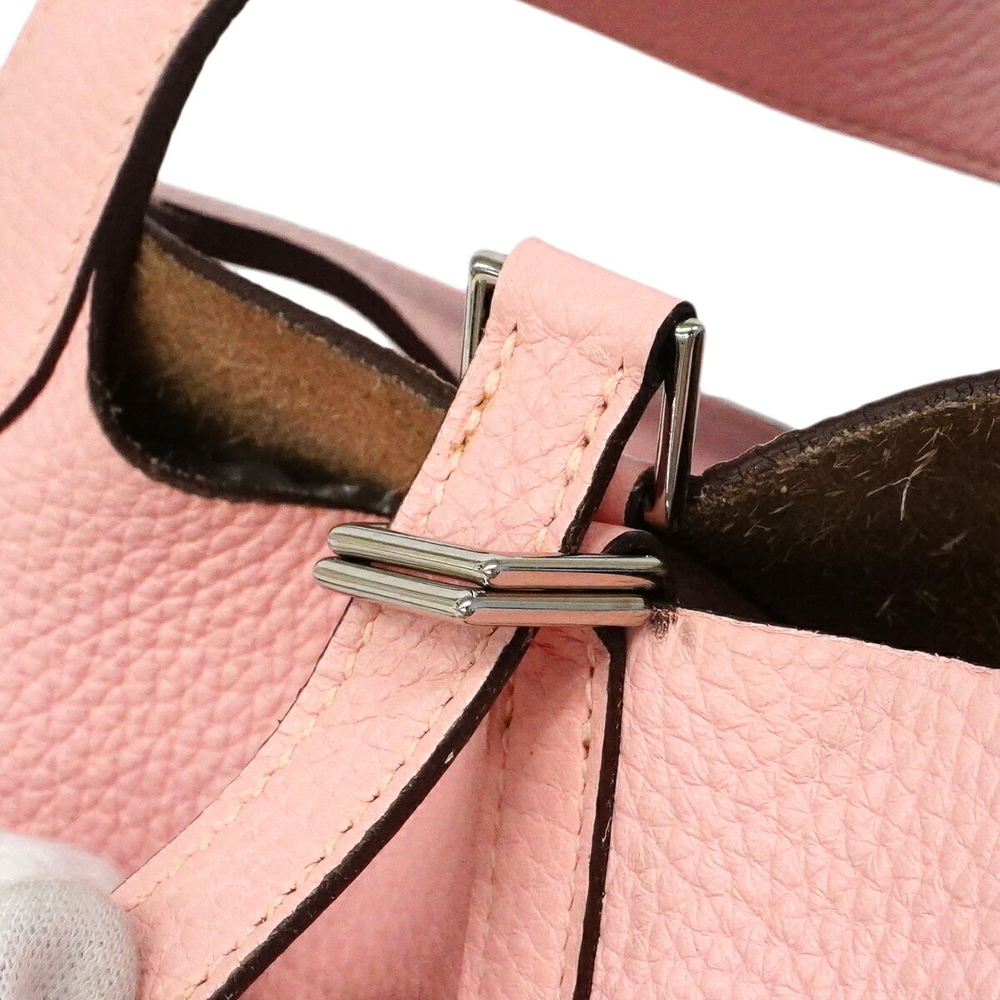 Hermes Rose Sakura Taurillon Clemence Leather Handbag (Pre-Owned)