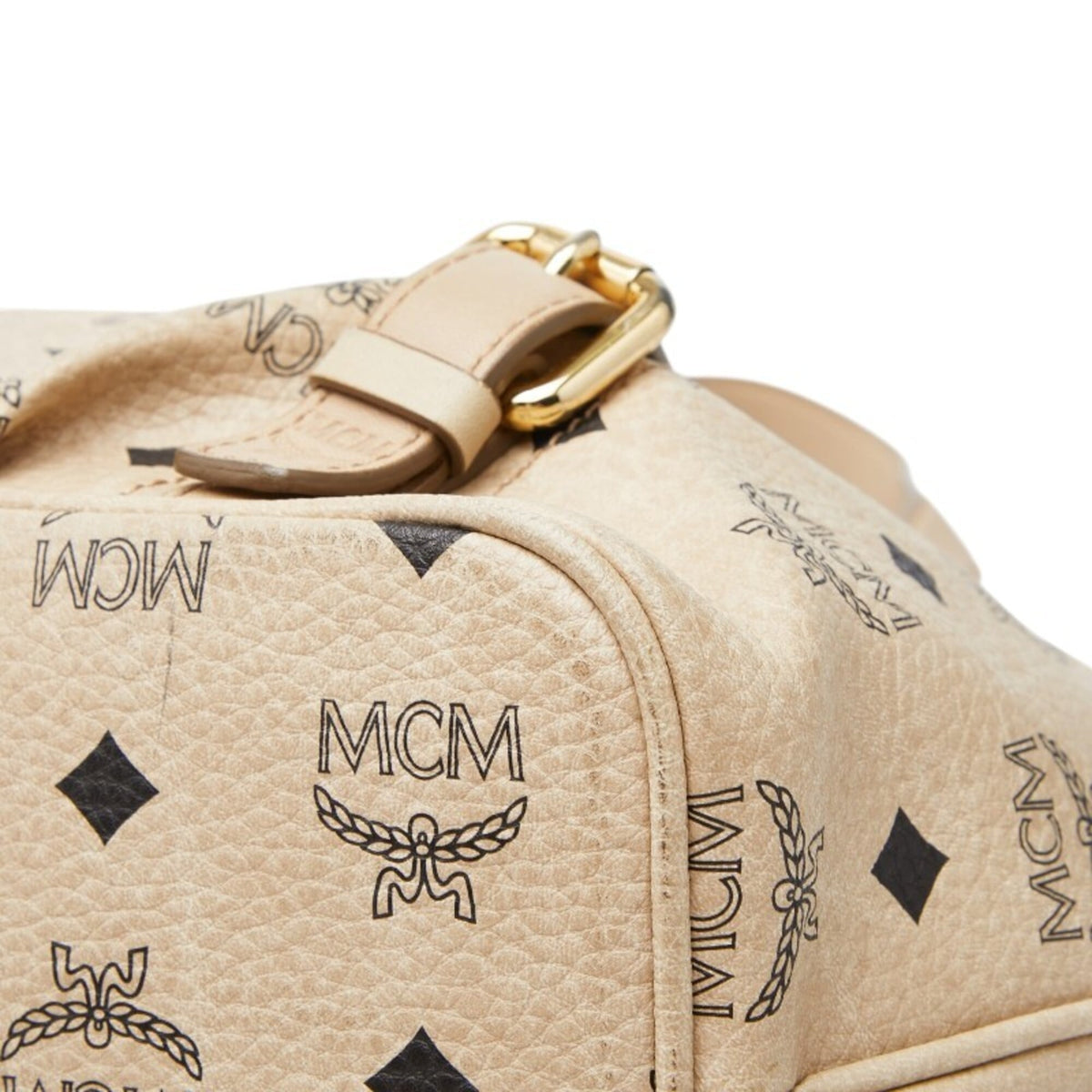 Mcm Visetos Beige Leather Handbag Shoulder Bag (Pre-Owned)