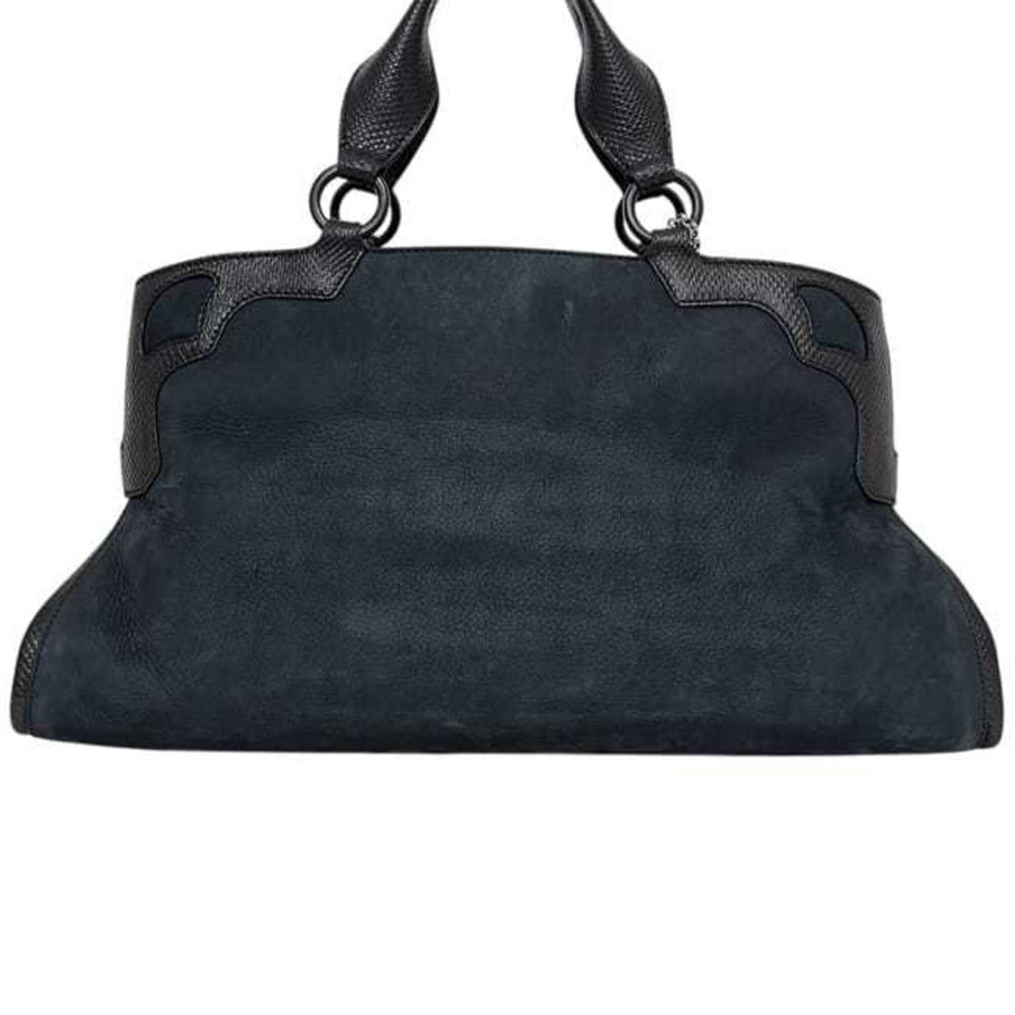 Cartier Black Leather Suede Handbag (Pre-Owned)