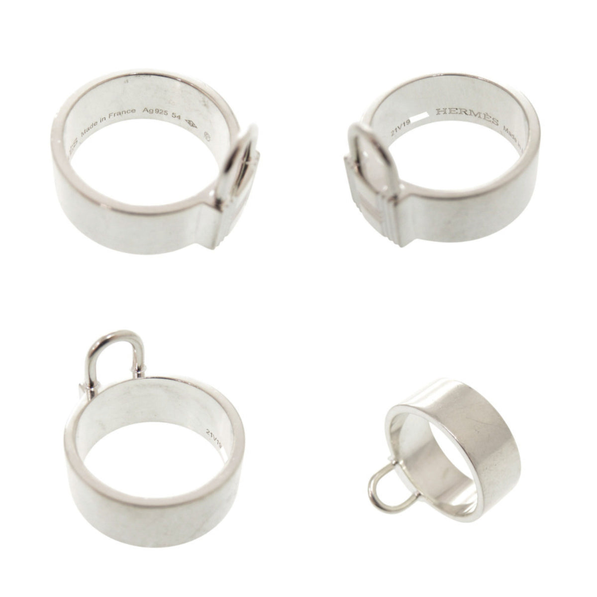 Hermes Silver Silver 925 Band Ring (Pre-Owned)