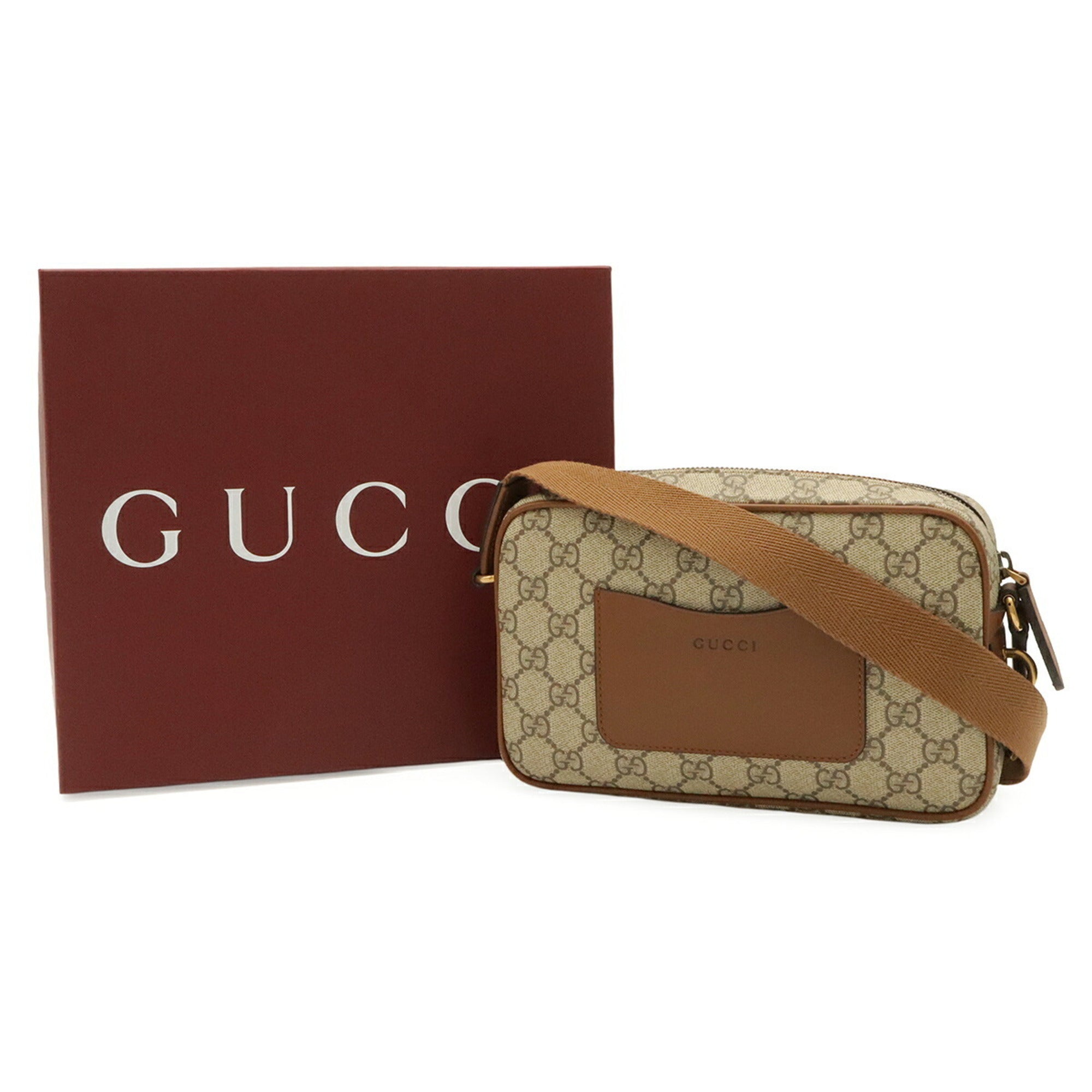 Gucci Beige Brown Brown Canvas Shoulder Bag (Pre-Owned)