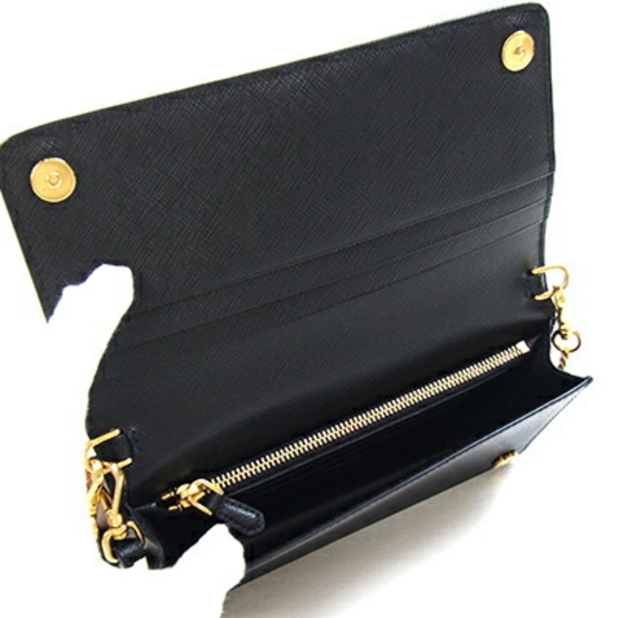 Prada Black Leather Clutch Bag Pochette Shoulder Bag (Pre-Owned)