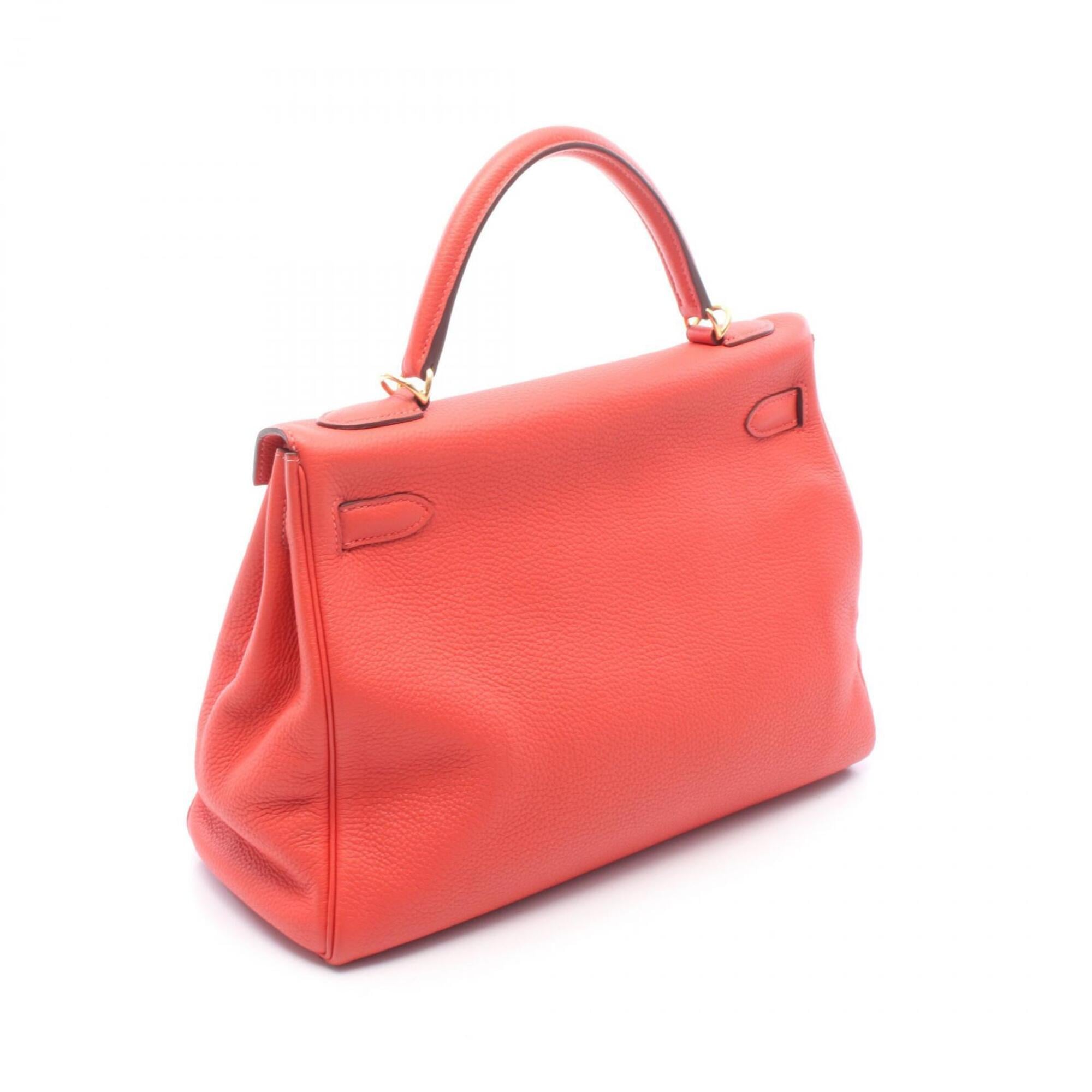 Hermes Red Color Togo Leather Leather Handbag (Pre-Owned)