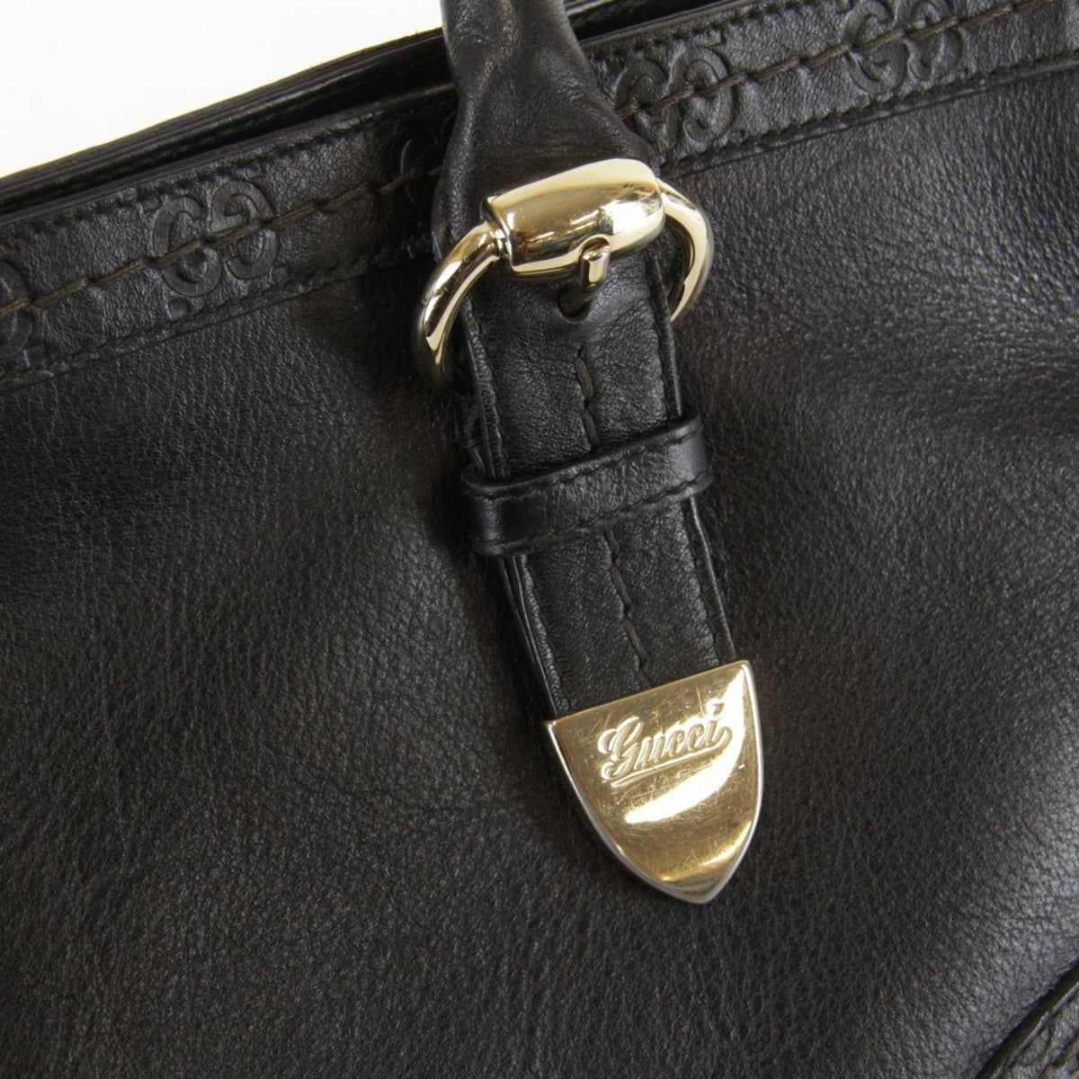 Gucci Guccissima Black Gg Leather Leather Tote Bag (Pre-Owned)
