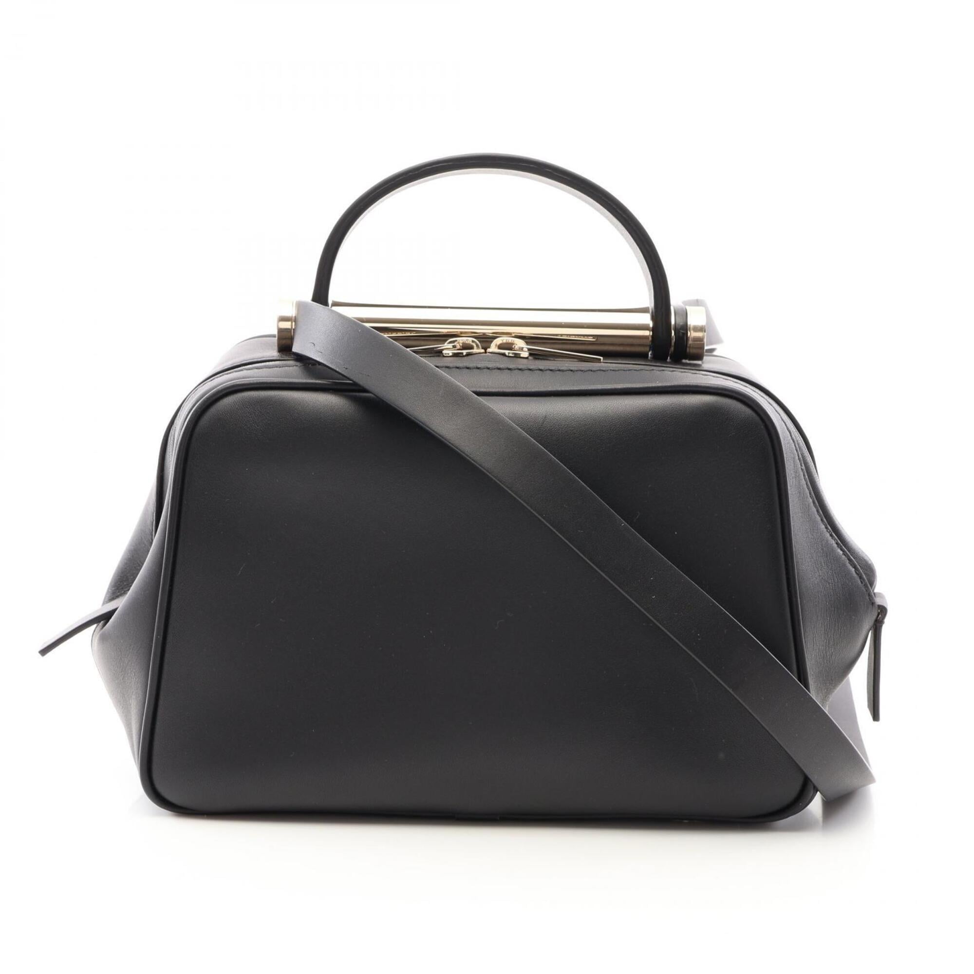 Valextra Black Leather Handbag Shoulder Bag (Pre-Owned)